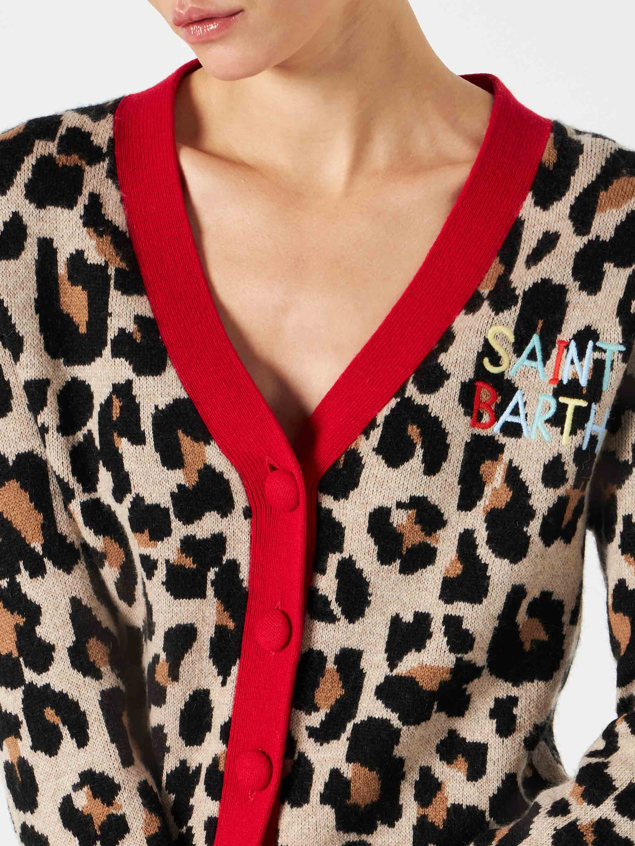 mc2-saint-barth-cardigan-corto-donna-animalier-marrone-con-ricamo-saint-barth image 2