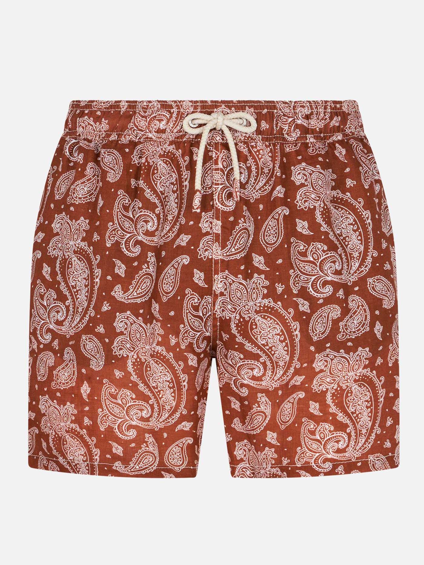 mc2-saint-barth-gustavia-linen-costume-mare-uomo-paisley-marrone image 1