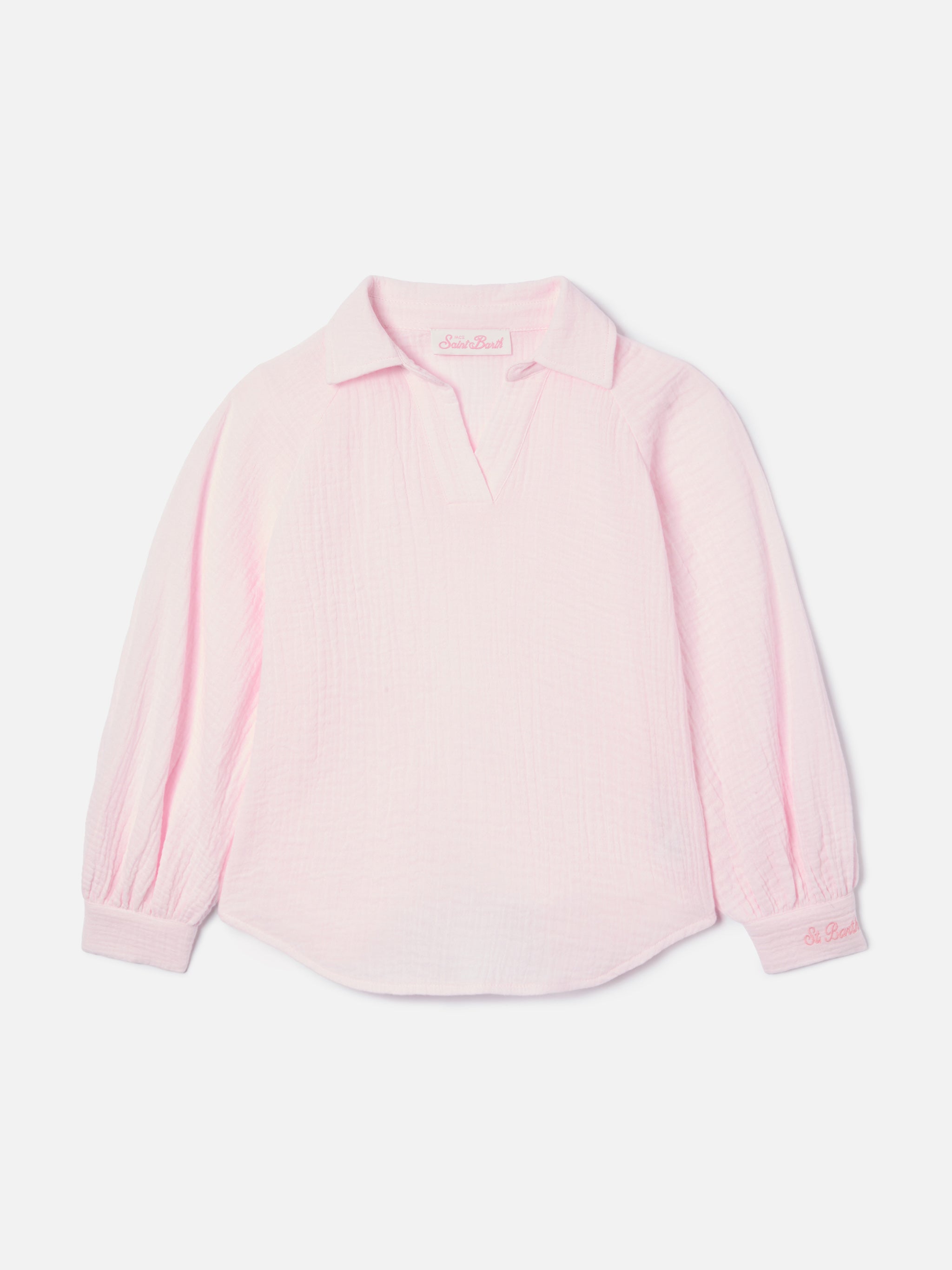 mc2-saint-barth-camicia-maira-jr-in-mussola-di-puro-cotone-rosa-per-bambina image 1