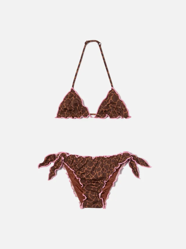 mc2-saint-barth-cris-bikini-da-bambina-animalier-marrone-e-rosa image 1