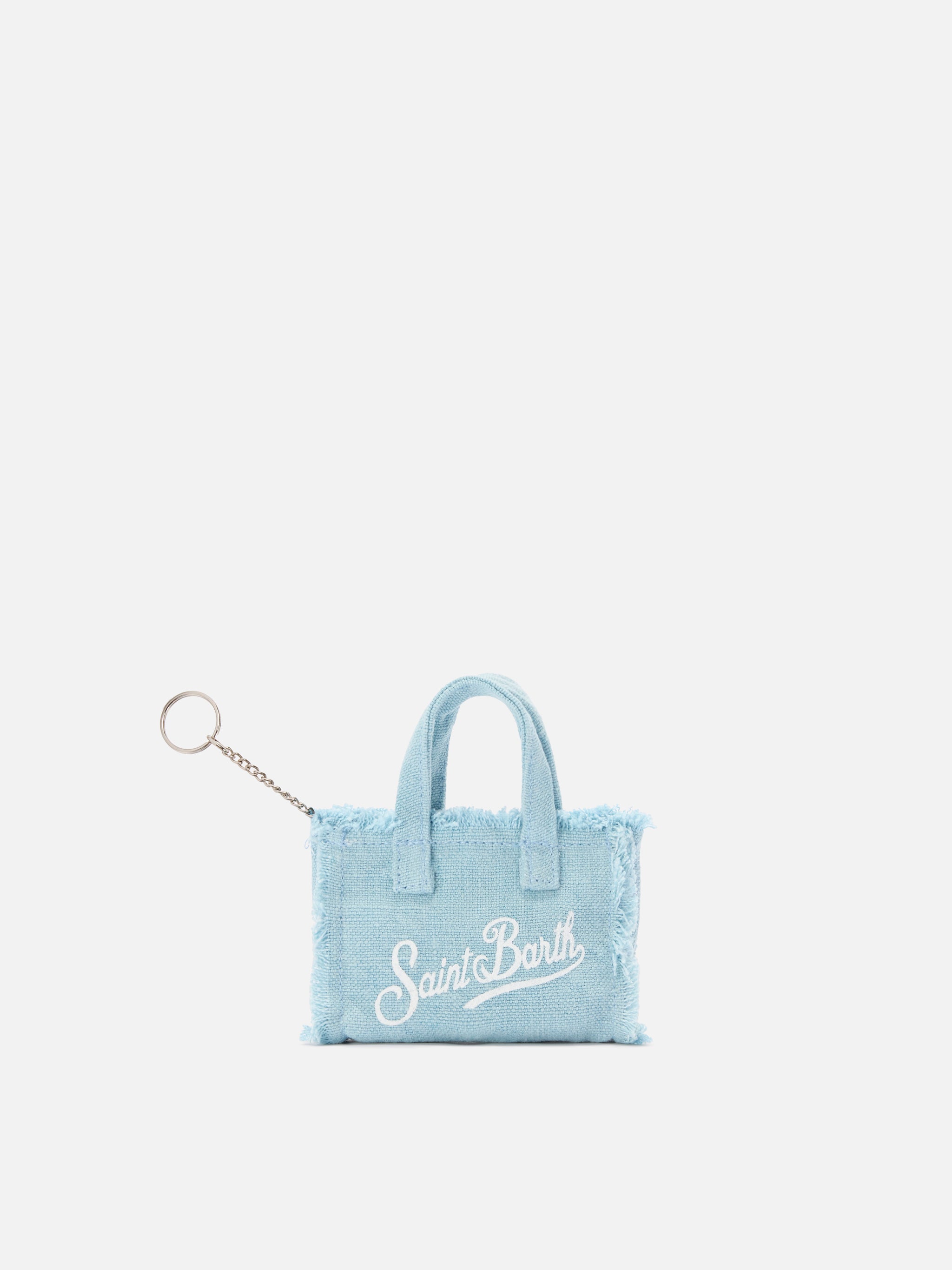 mc2-saint-barth-keychain-mini-borsa-lino-azzurro-logo-stampato image 3