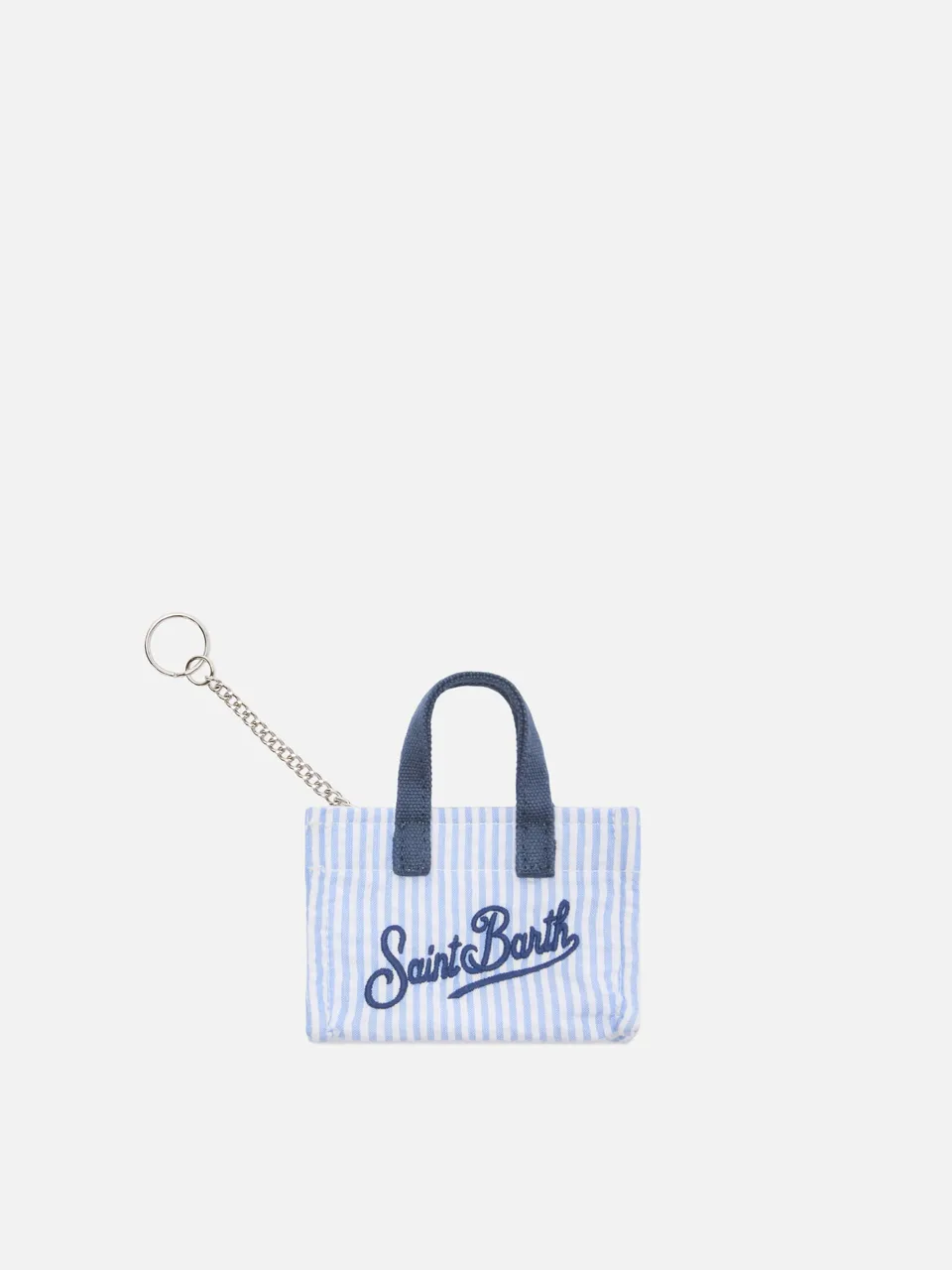 mc2-saint-barth-keychain-mini-borsa-cotone-a-righe-blu-con-logo image 1
