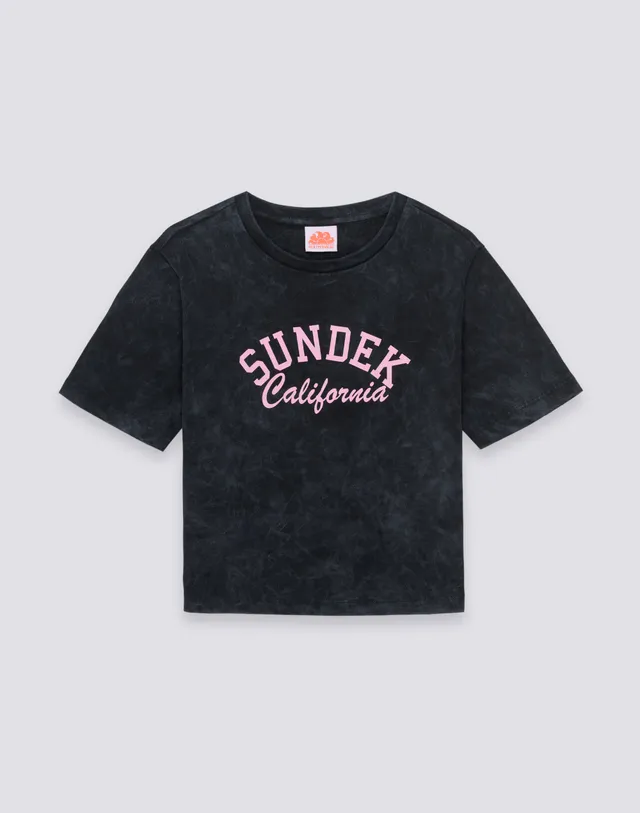 sundek-w748tejs000-t-shirt-donna-cropped-vintage-wash-logo-california-2 image 1