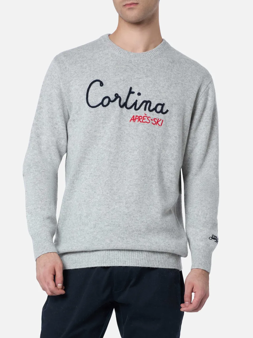 mc2-saint-barth-maglione-girocollo-heron-grigio-con-ricamo-cortina image 1