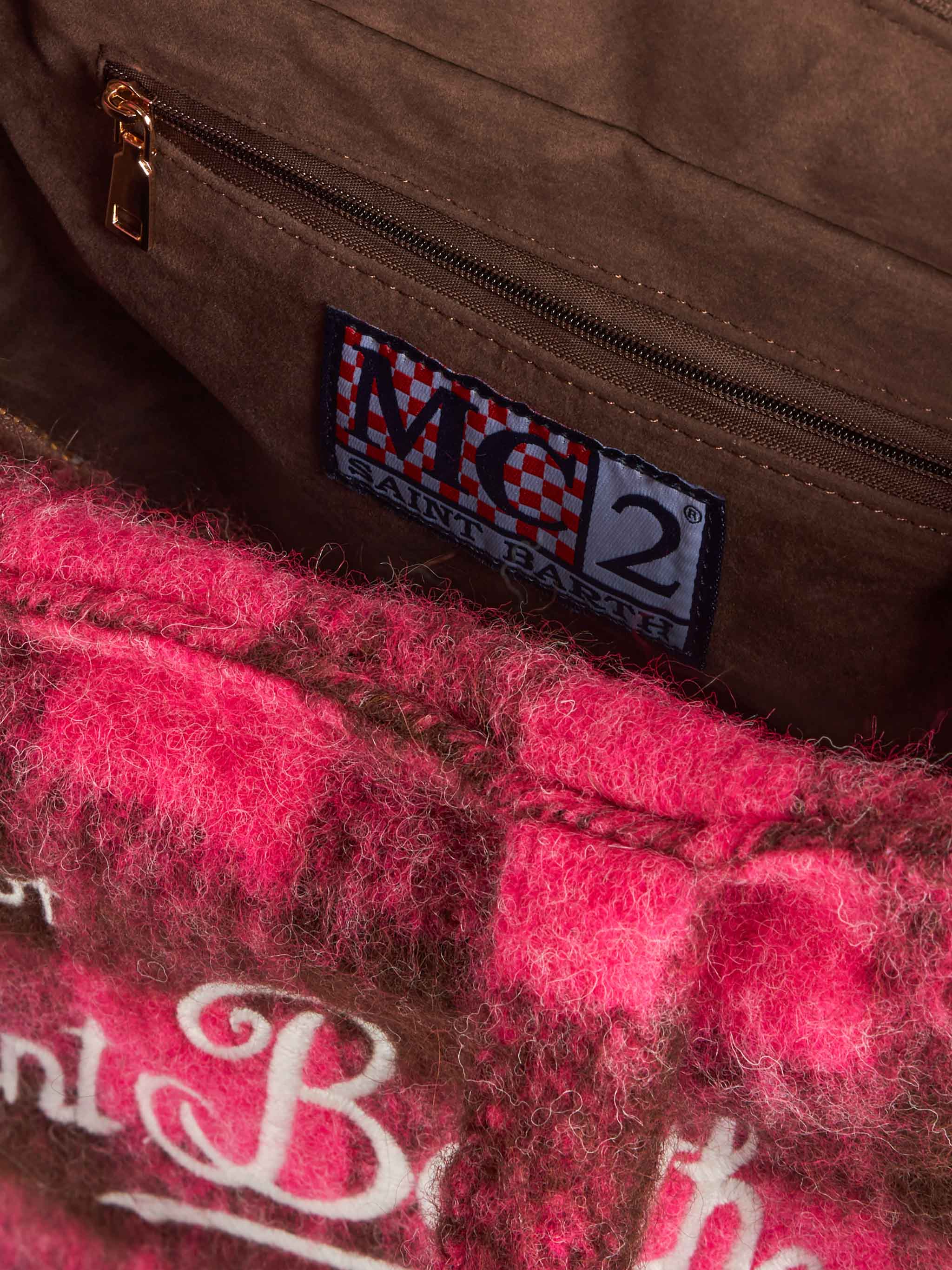 mc2-saint-barth-colette-classic-borsa-check-fucsia-e-marrone-con-frange image 5