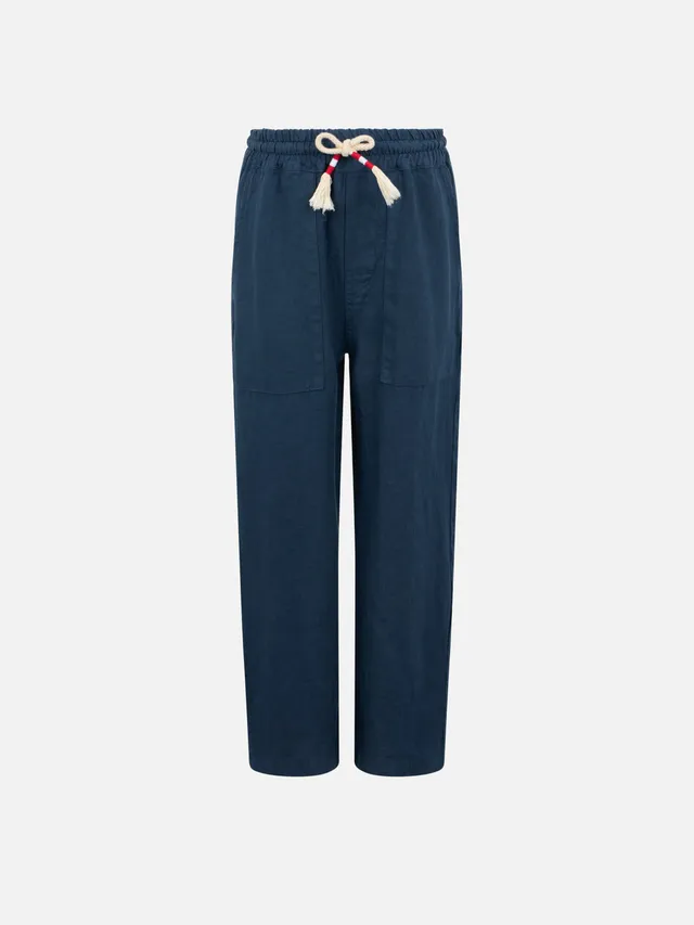 mc2-saint-barth-calais-jr-pantaloni-bambino-in-lino-blu-navy-con-coulisse image 1