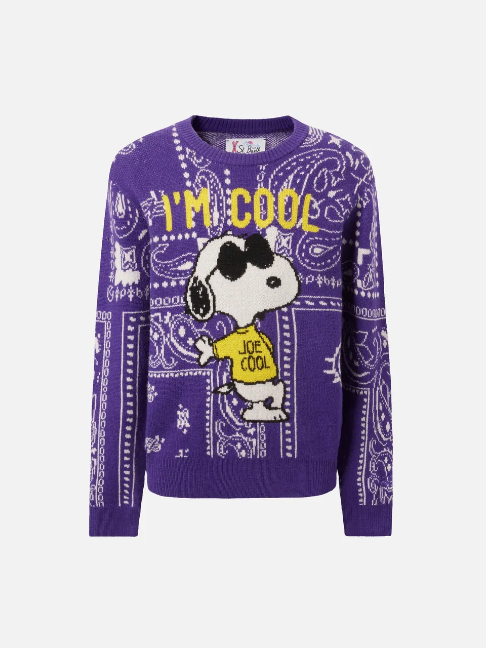mc2-saint-barth-girocollo-bambina-snoopy-peanuts-jacquard-bandana-viola-special- image 1