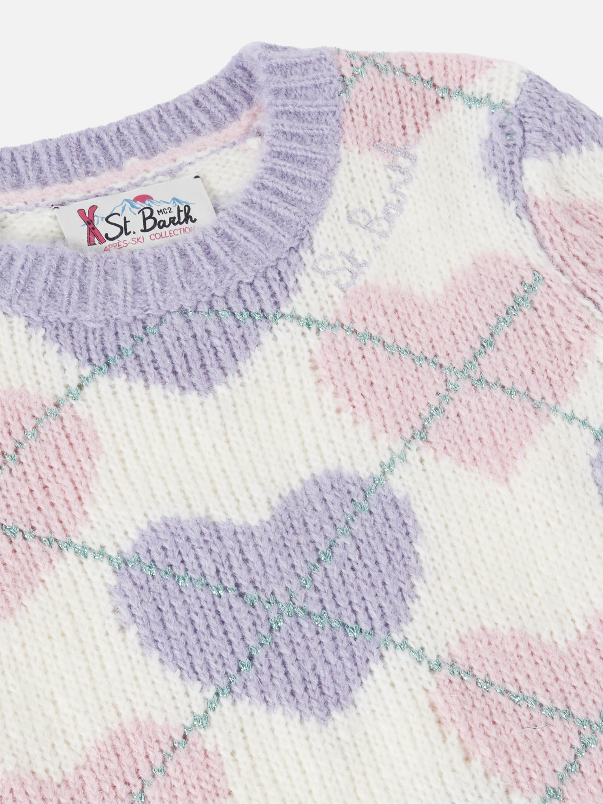 mc2-saint-barth-maglione-girocollo-bambina-misto-alpaca-jacquard-rombi-cuori image 2