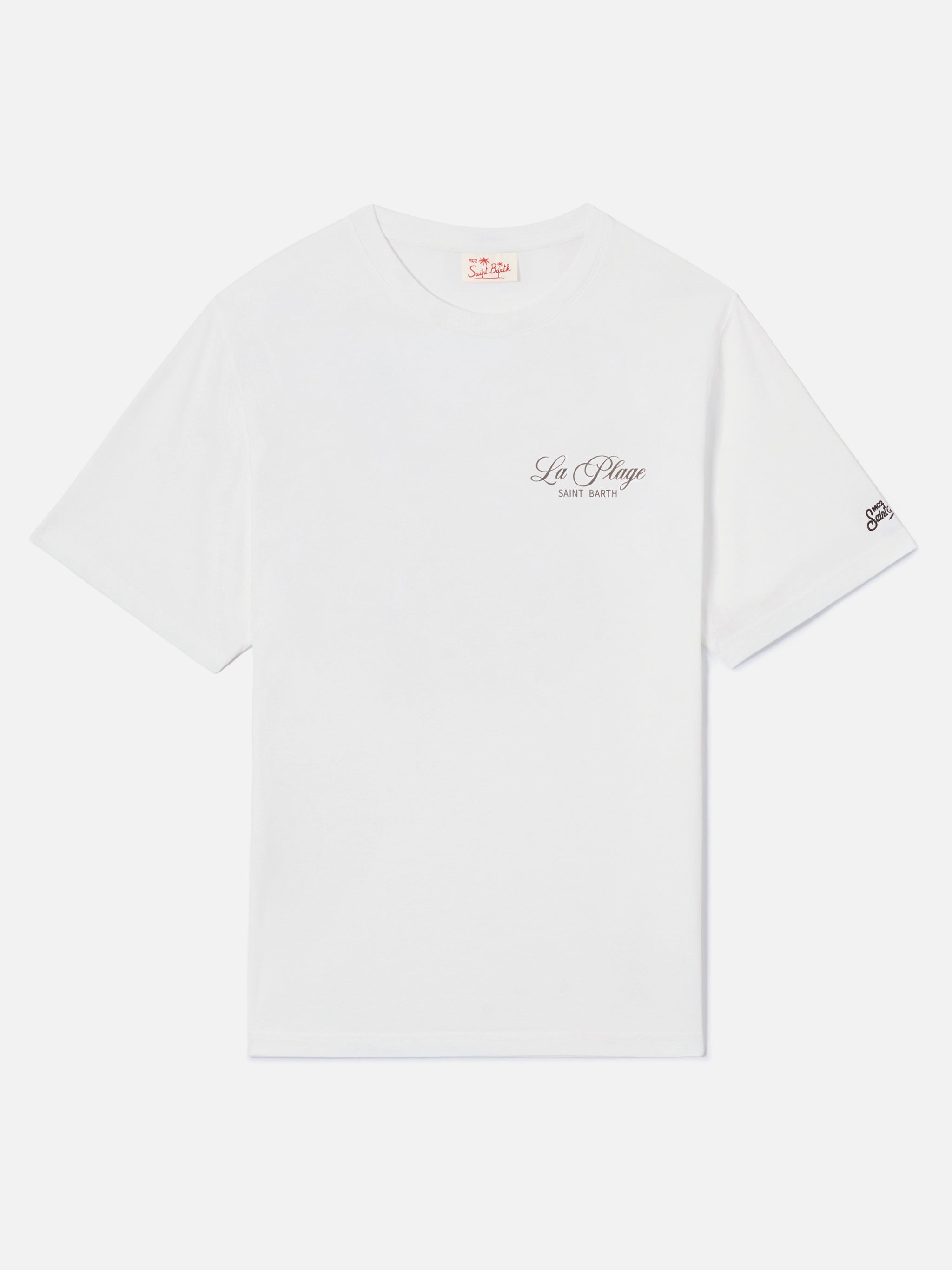 mc2-saint-barth-portland-t-shirt-bianca-cotone-stampa-la-plage image 6