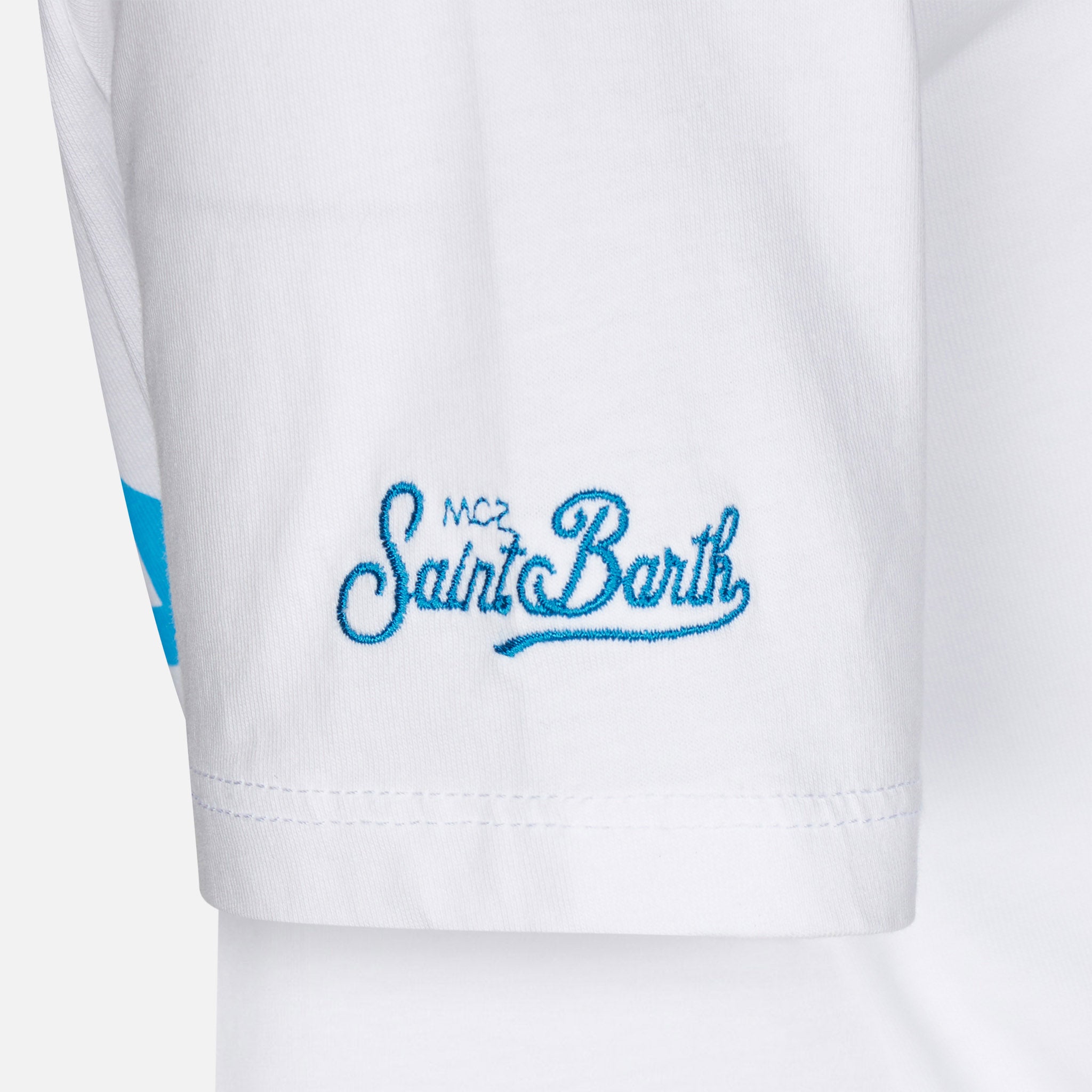 mc2-saint-barth-t-shirt-bambino-cotone-bianca-stampa-st-barth-padel-club image 2