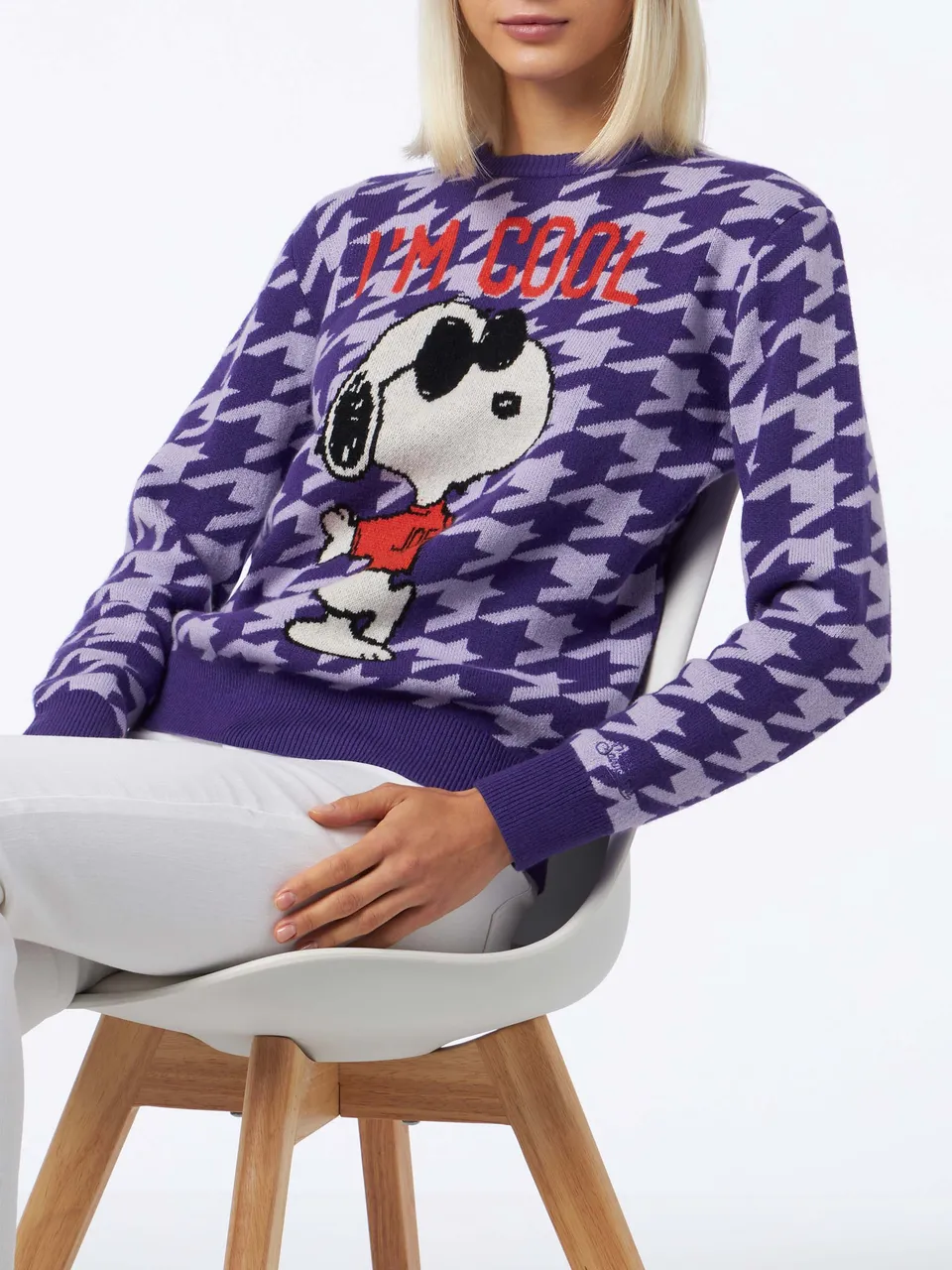 mc2-saint-barth-new-queen-maglia-donna-viola-pied-de-poule-snoopy-special-editio image 1