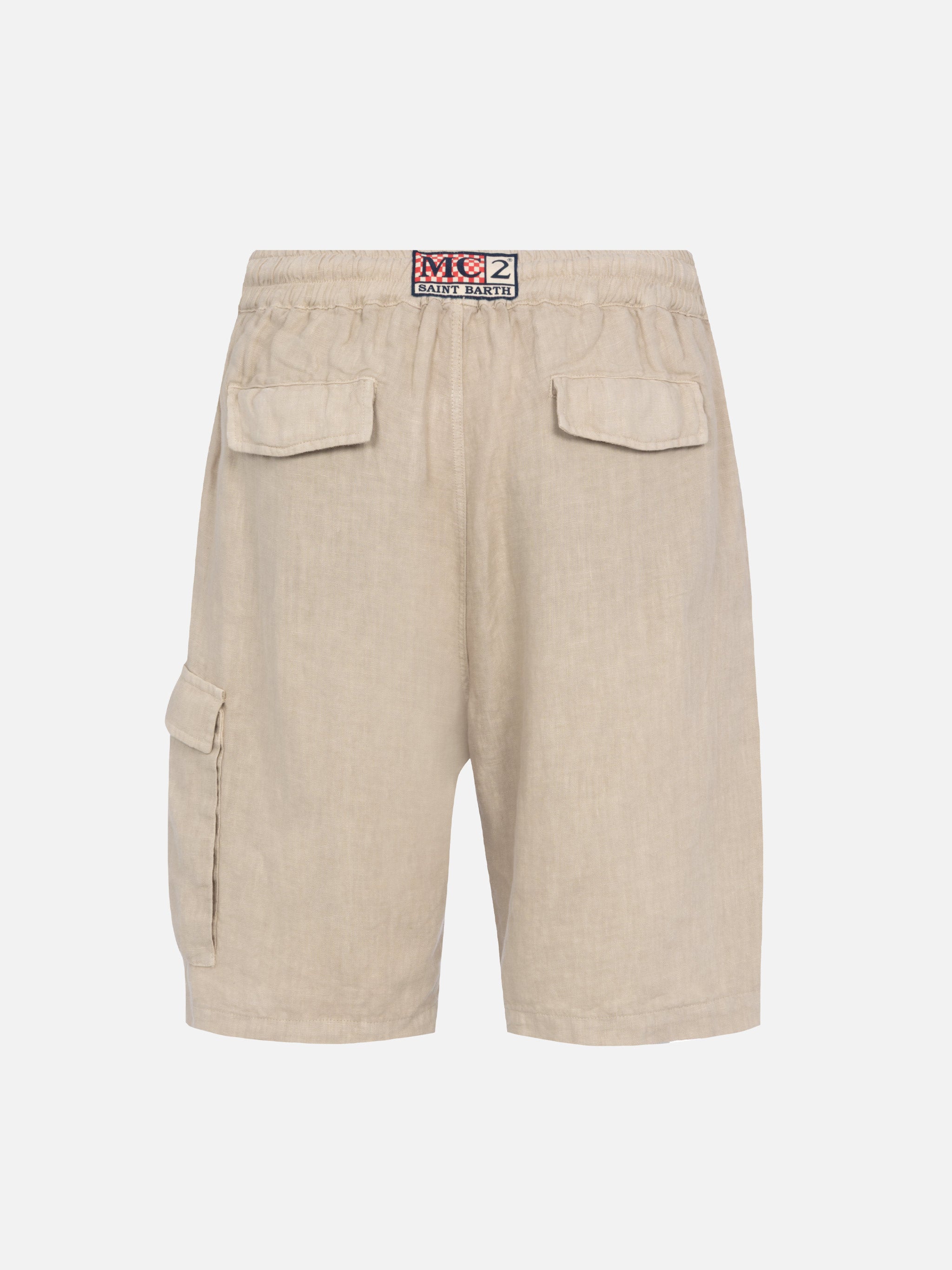 mc2-saint-barth-marseille-bermuda-uomo-lino-beige-vita-elasticizzata image 5