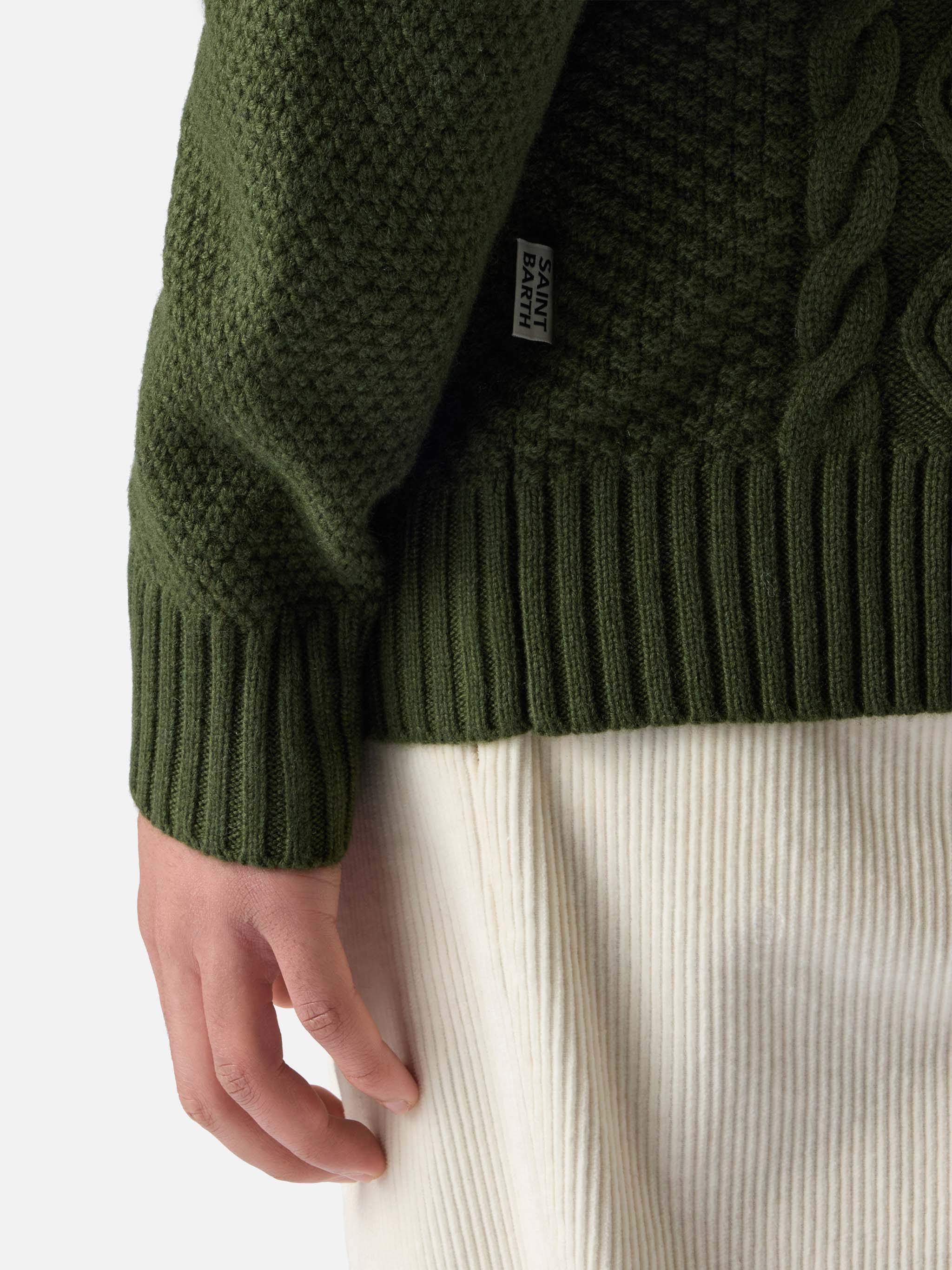 mc2-saint-barth-verbier-maglione-uomo-mezzo-collo-alto-verde-militare image 4