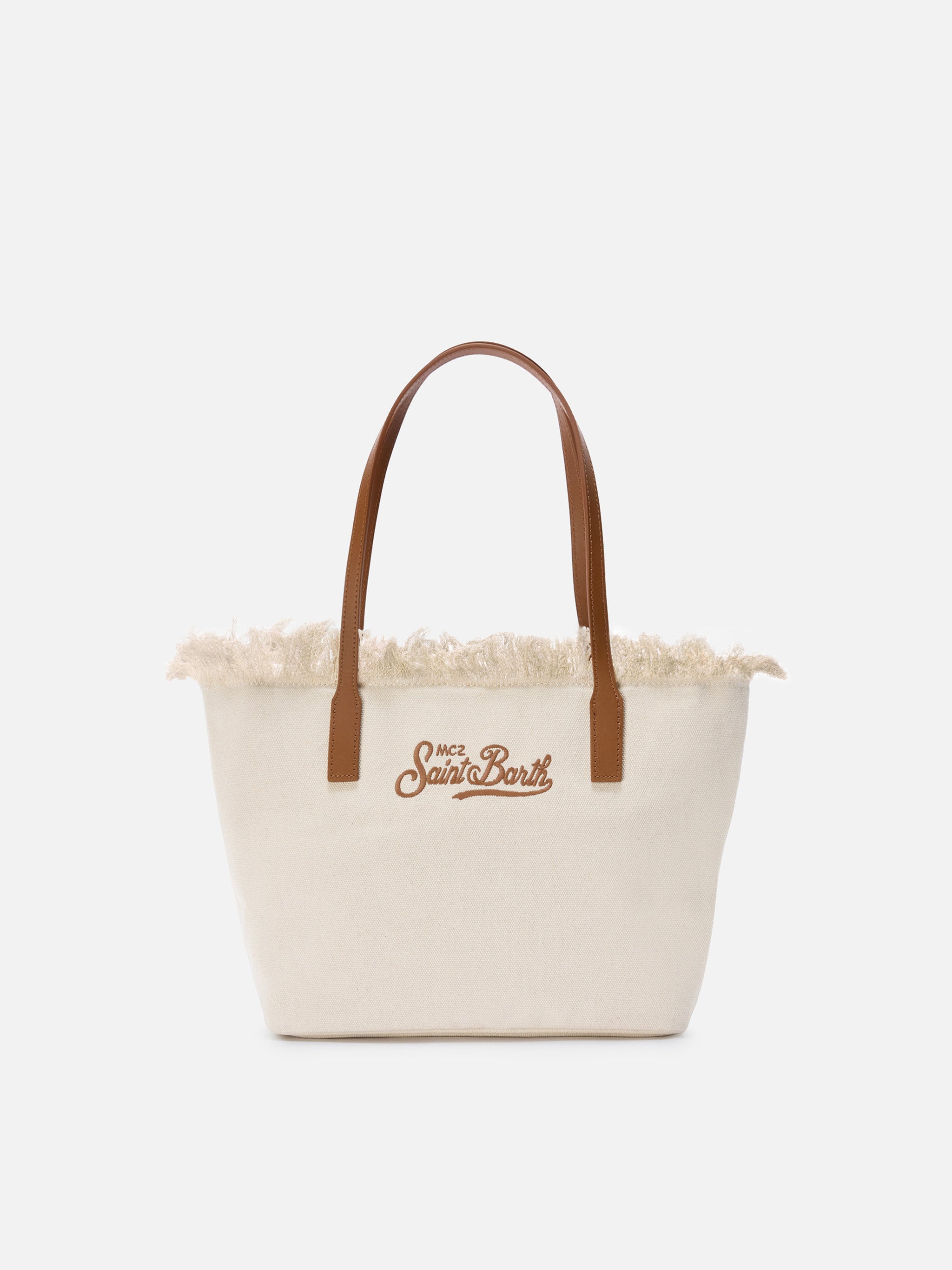 mc2-saint-barth-borsa-shopper-city-medium-bianca-canvas-con-frange image 1