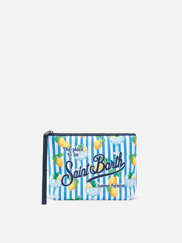 mc2-saint-barth-aline-pochette-in-scuba-blu-a-righe-con-limoni-e-gin-tonic image 1