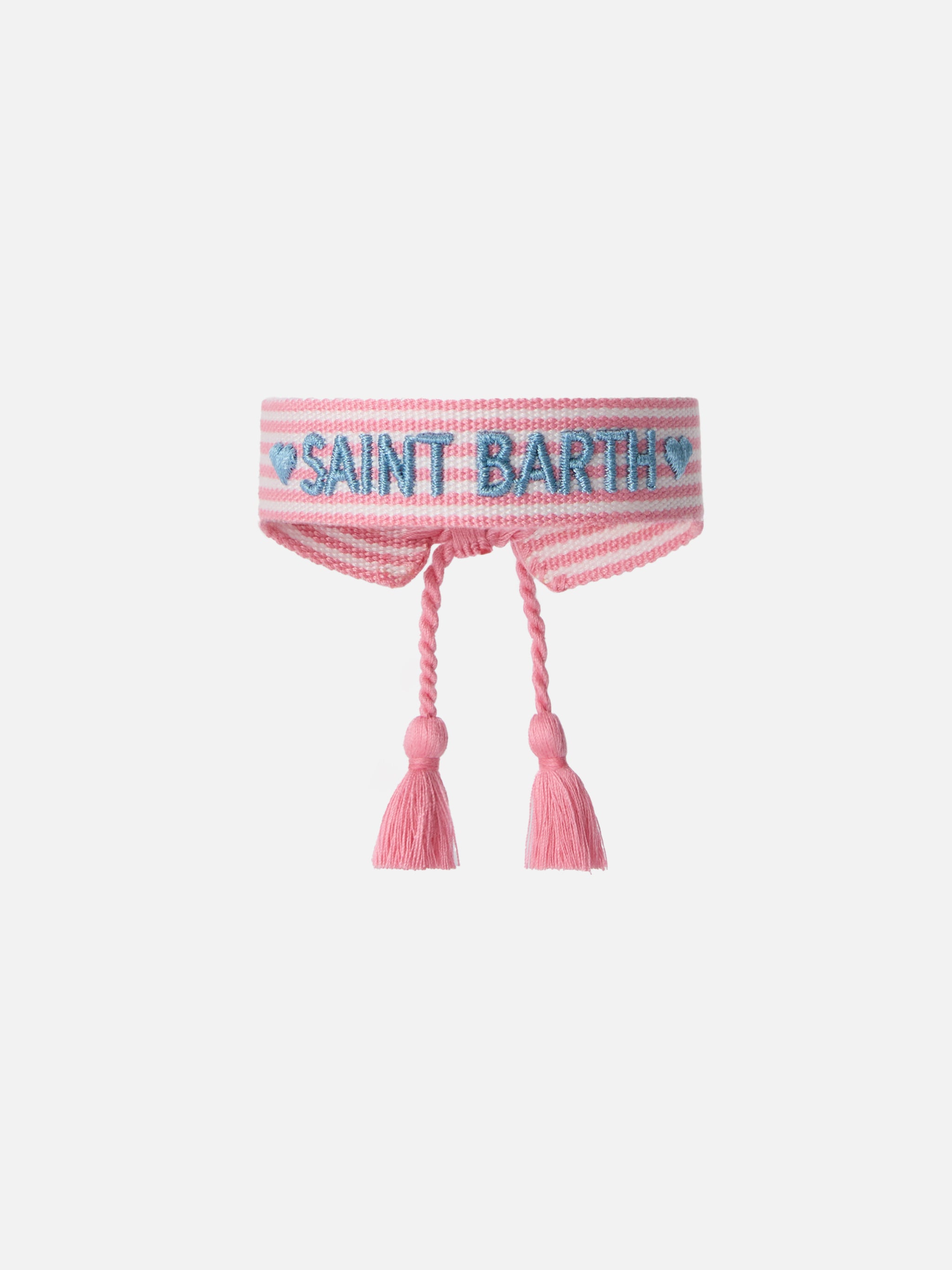 mc2-saint-barth-bracciale-in-tessuto-a-righe-rosa-con-ricamo image 1