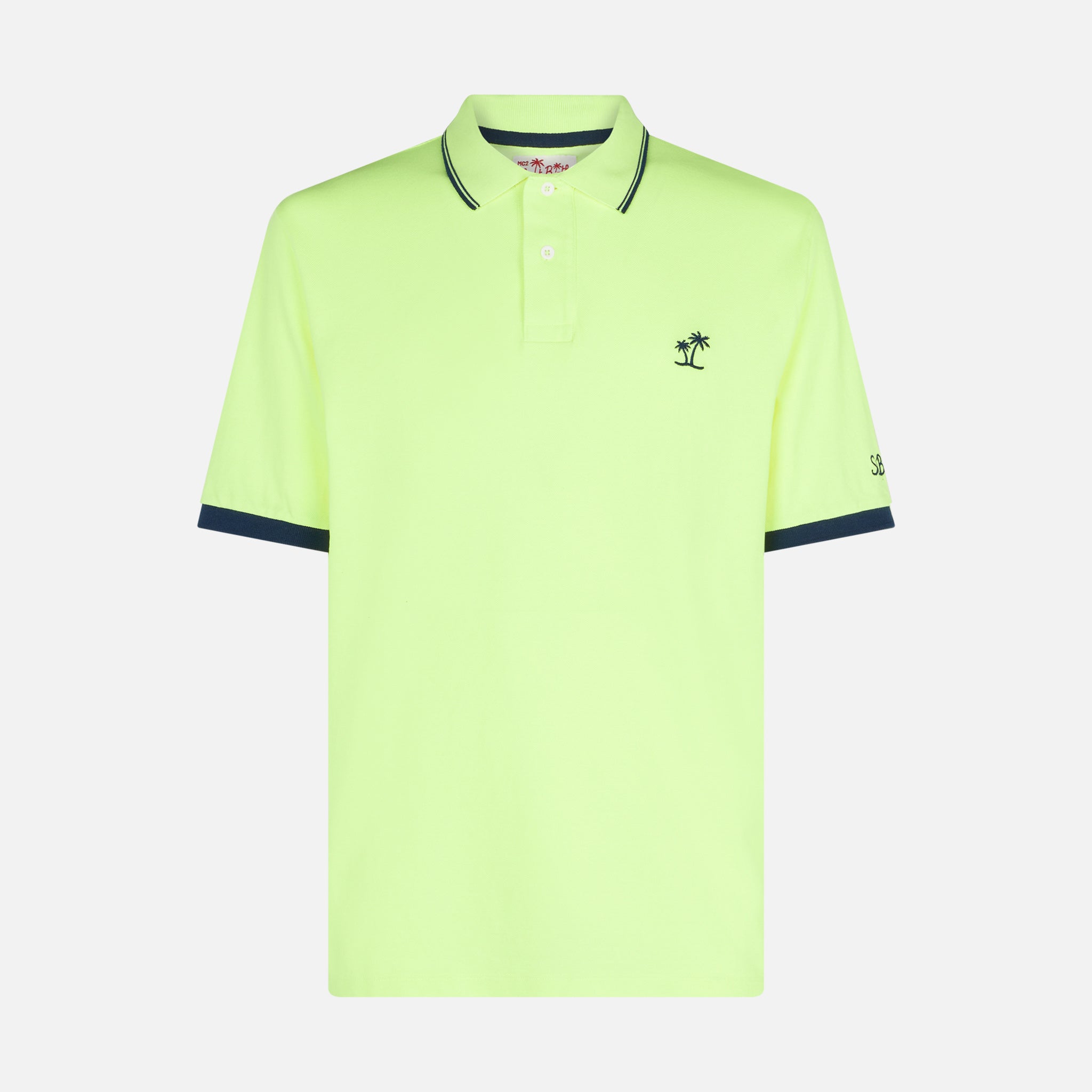 mc2-saint-barth-polo-uomo-in-piquet-giallo-fluo-con-logo image 4