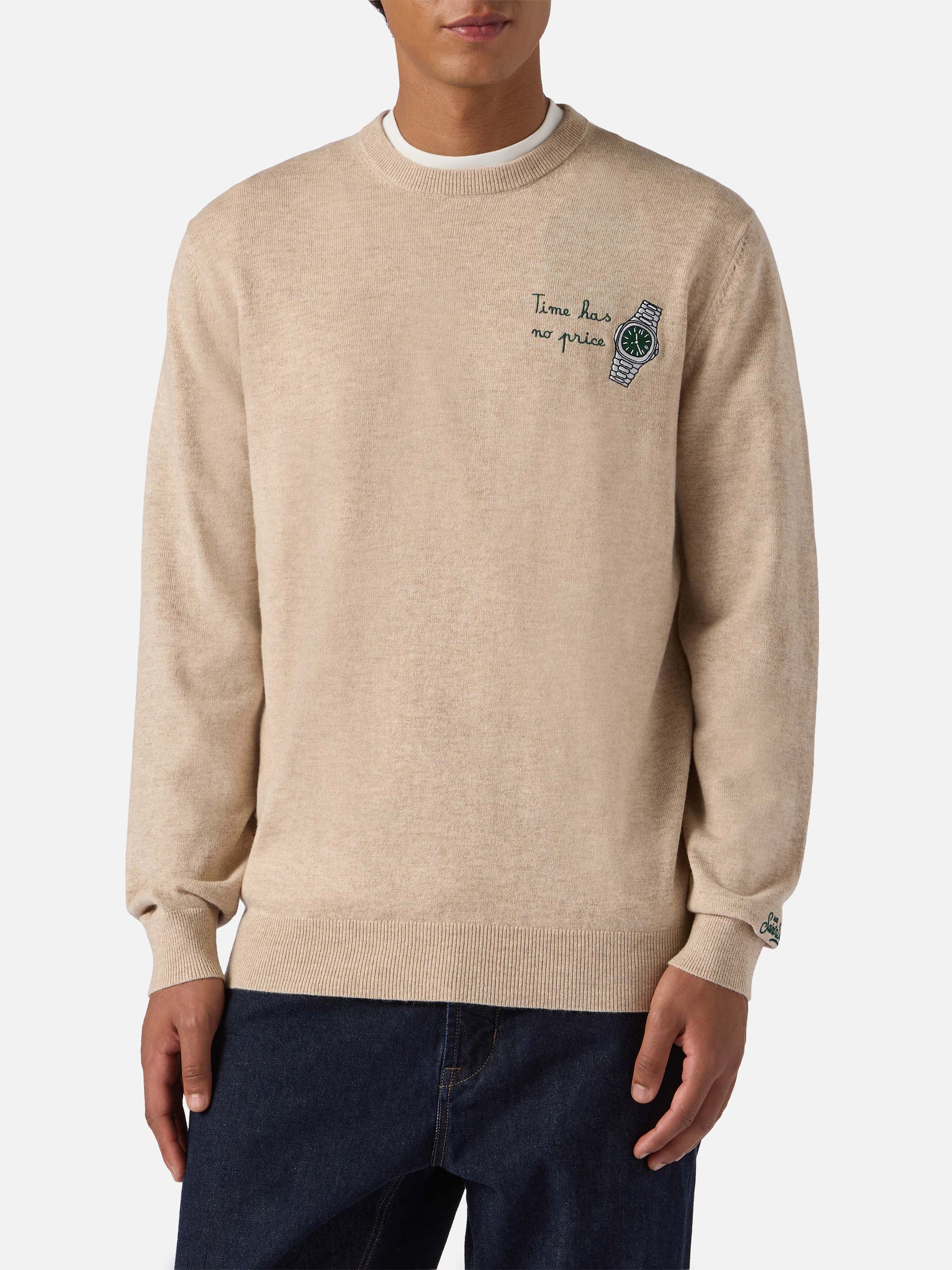 maglione-girocollo-heron-light-mc2-saint-barth-misto-cashmere-ricamo-orologio image 2