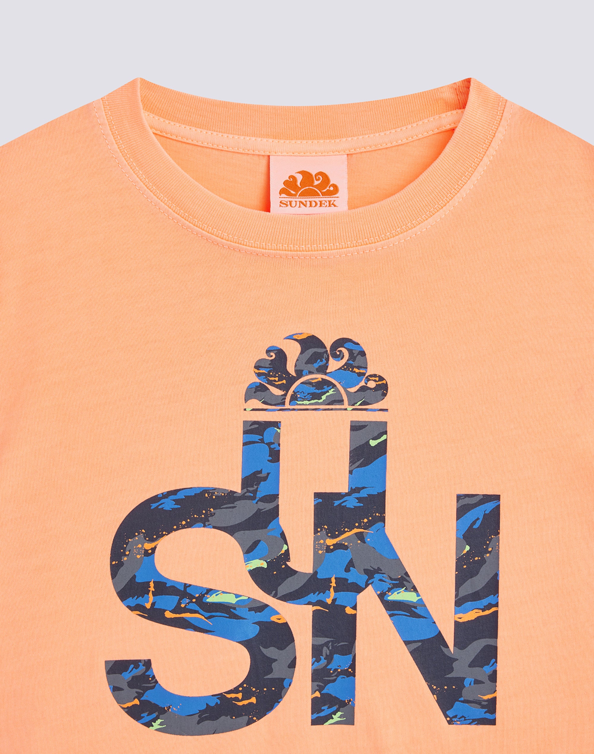 sundek-t-shirt-bambino-tinto-capo-in-cotone-jersey-con-logo-camou image 3