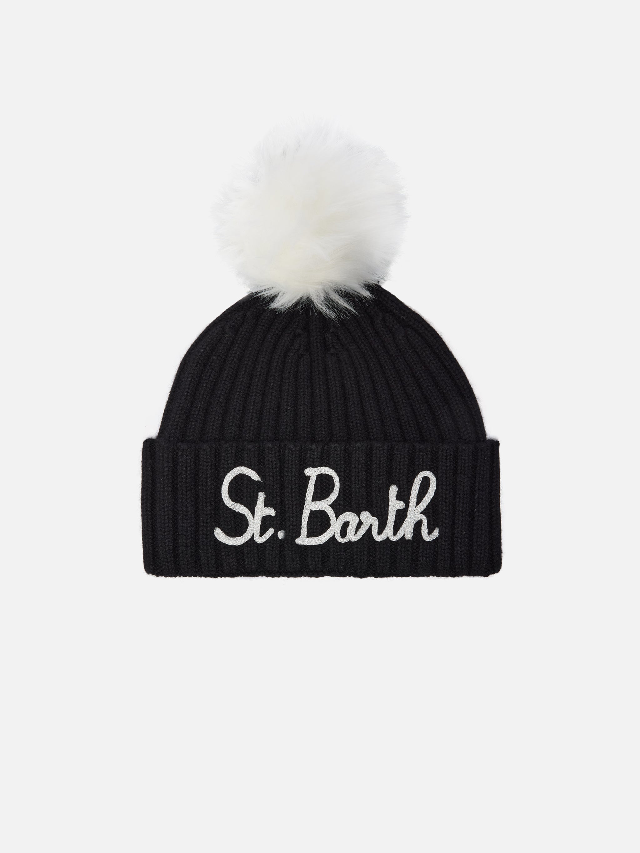 mc2-saint-barth-berretto-wengen-nero-pompon-berretto-misto-cashmere image 1