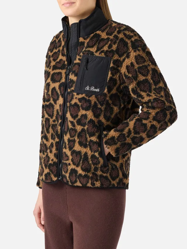 mc2-saint-barth-giacca-pile-teddy-keystone-donna-leopardata-cuore-marrone image 1