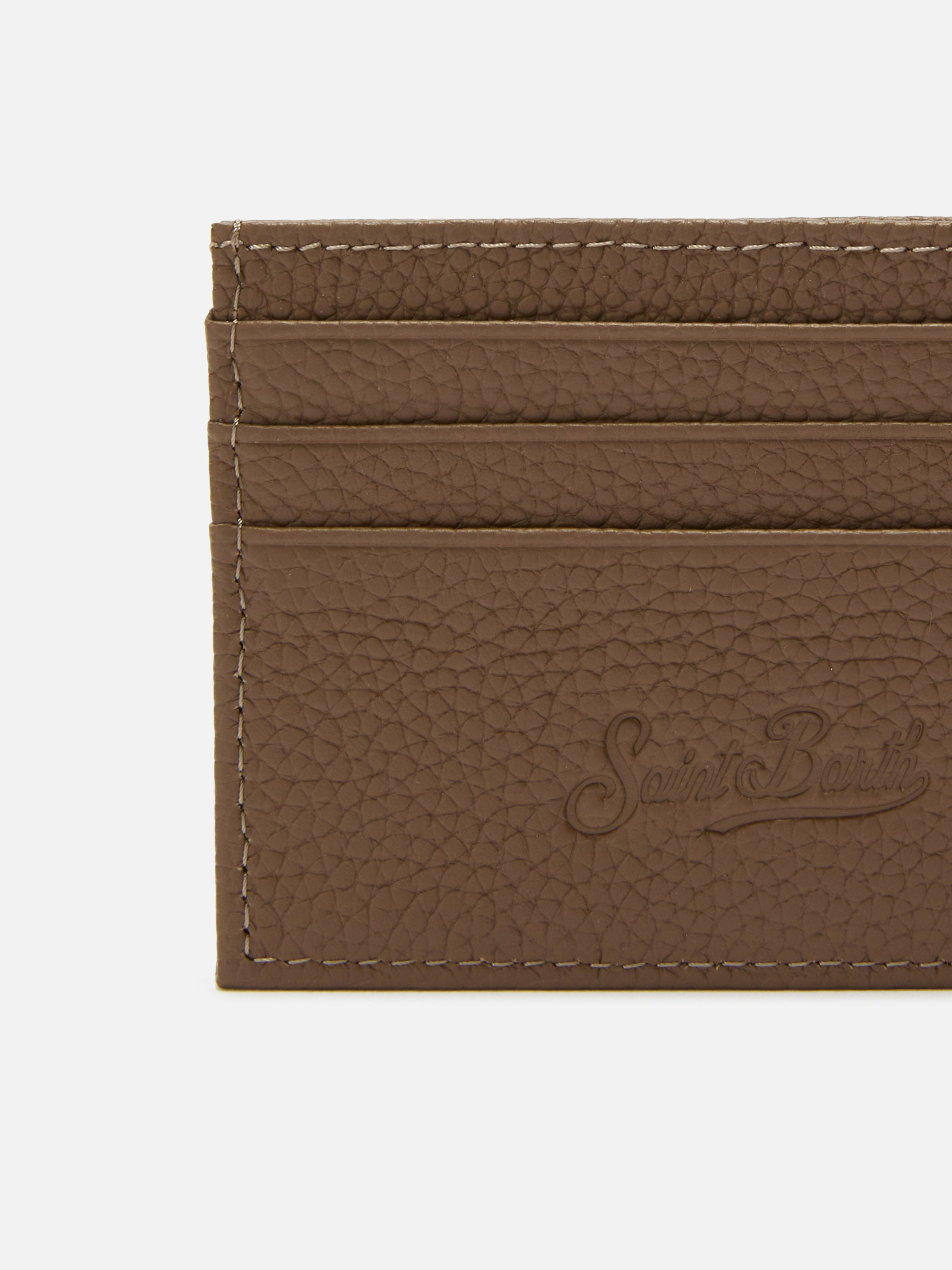 mc2-saint-barth-portacarte-card-holder-in-pelle-martellata-marrone image 2