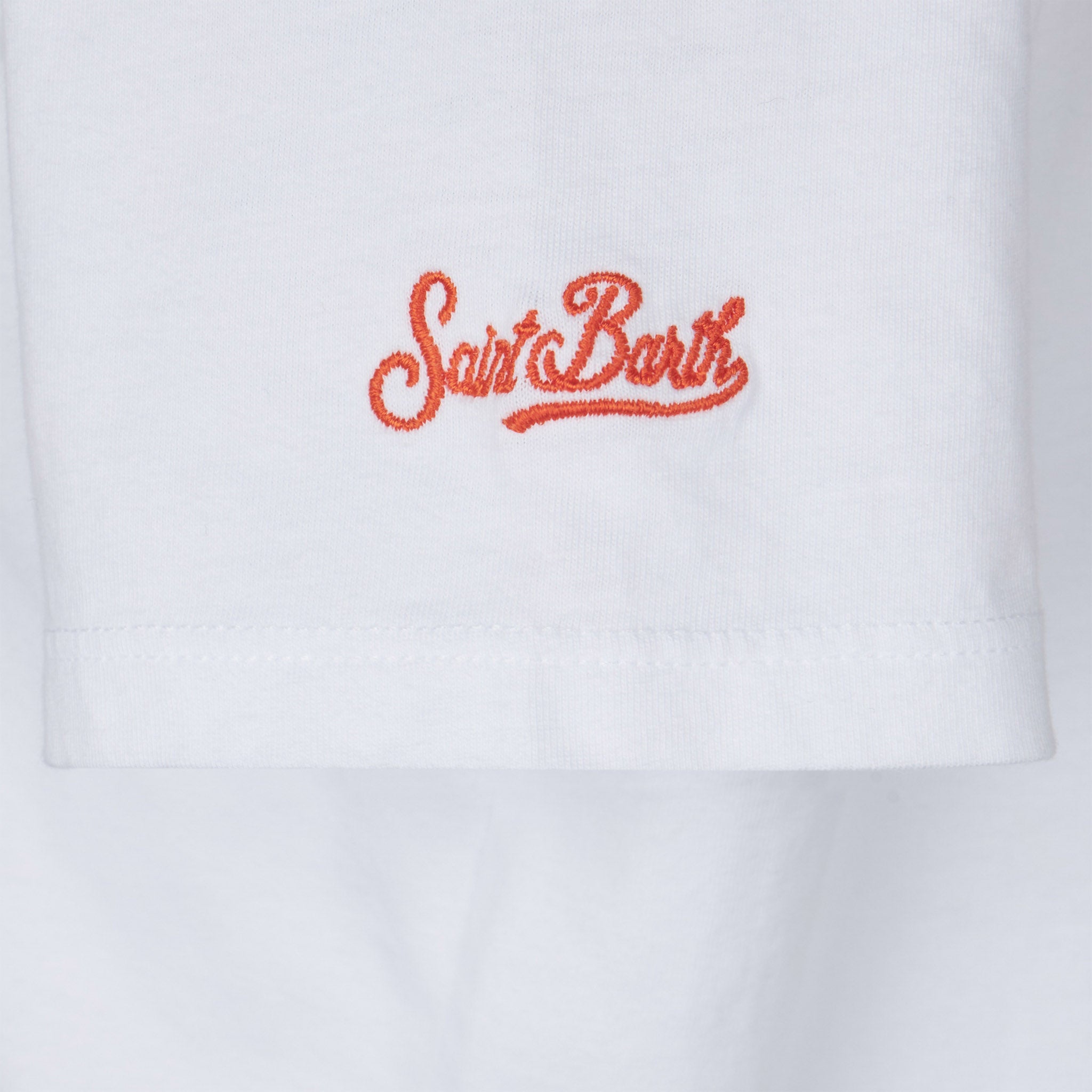 mc2-saint-barth-t-shirt-bambina-bianca-ricamo-margherita-free-love image 2