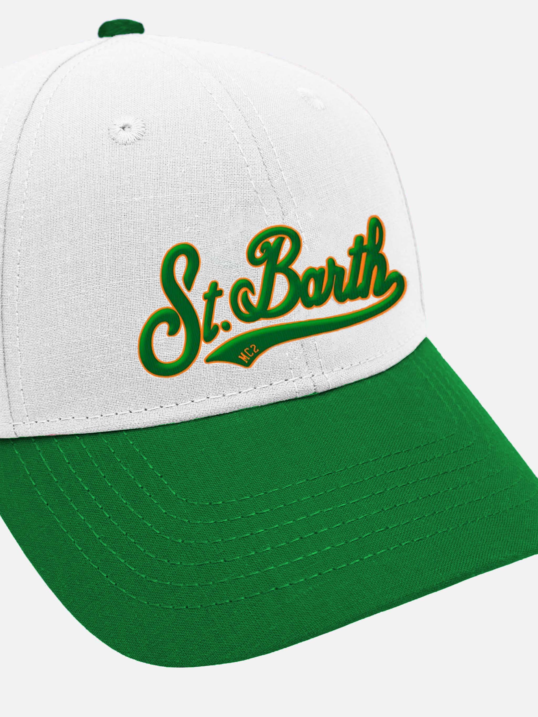 mc2-saint-barth-peter-jr-cappellino-bianco-e-verde-bambino-con-ricamo image 2
