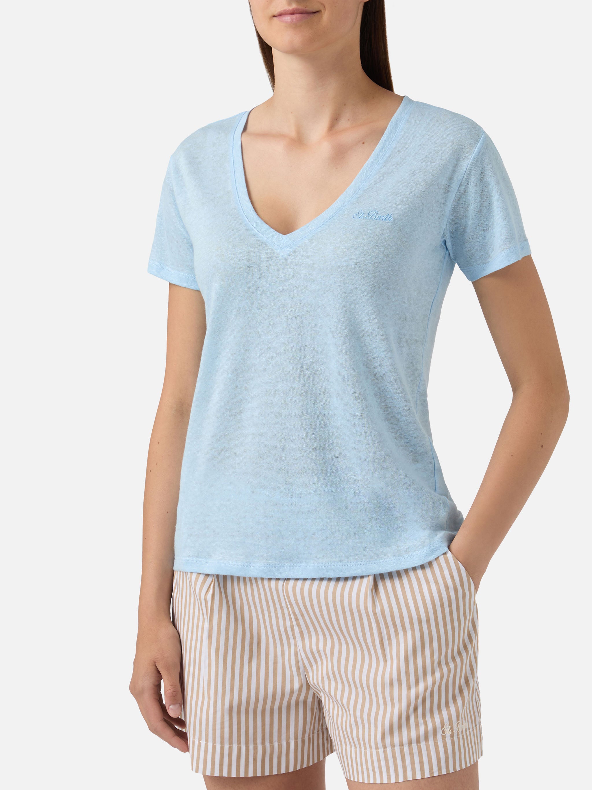 mc2-saint-barth-t-shirt-eloise-in-lino-azzurro-con-logo-ricamato image 2