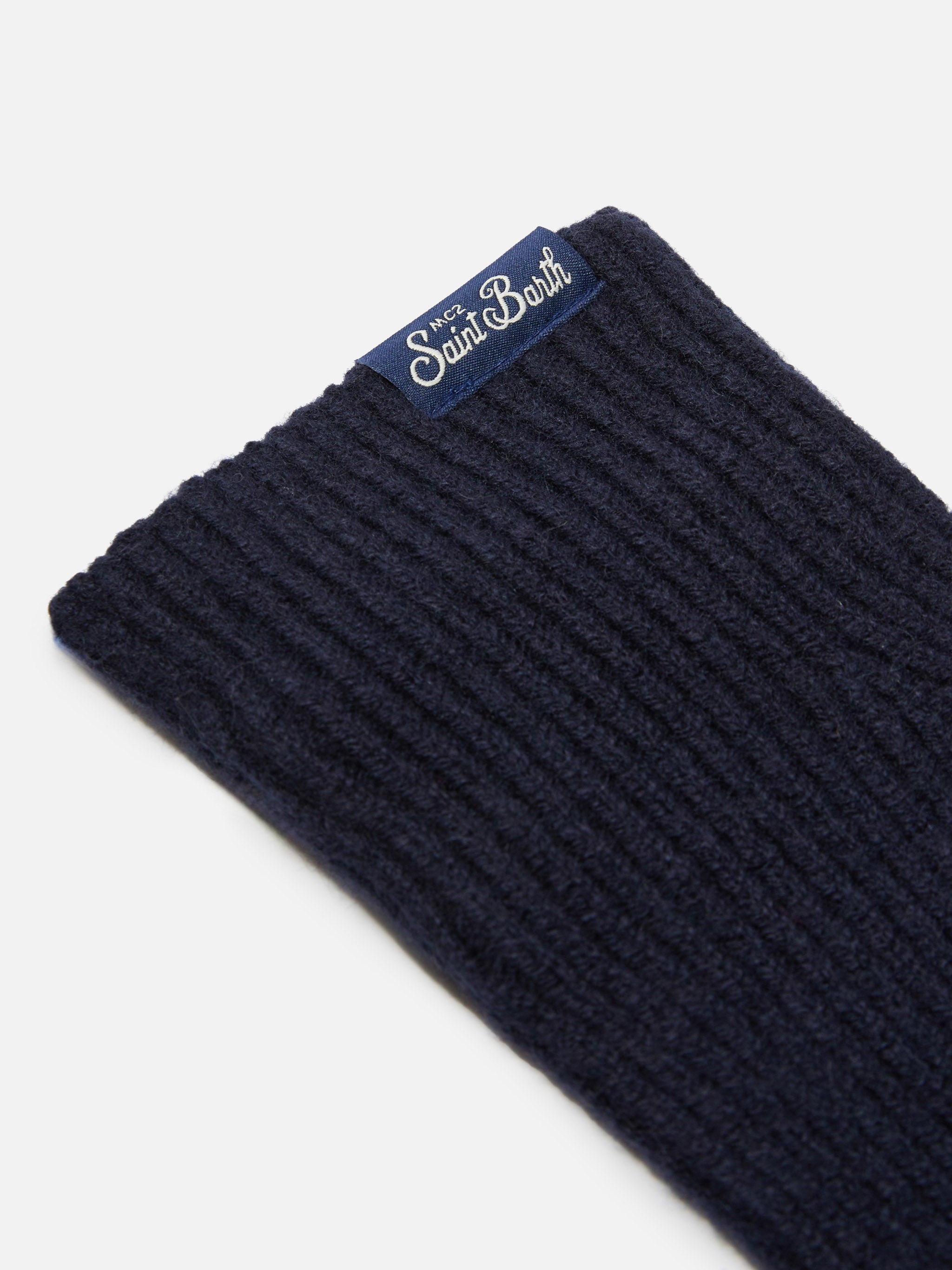 mc2-saint-barth-brixton-guanti-a-coste-in-misto-cashmere-blu-notte image 3