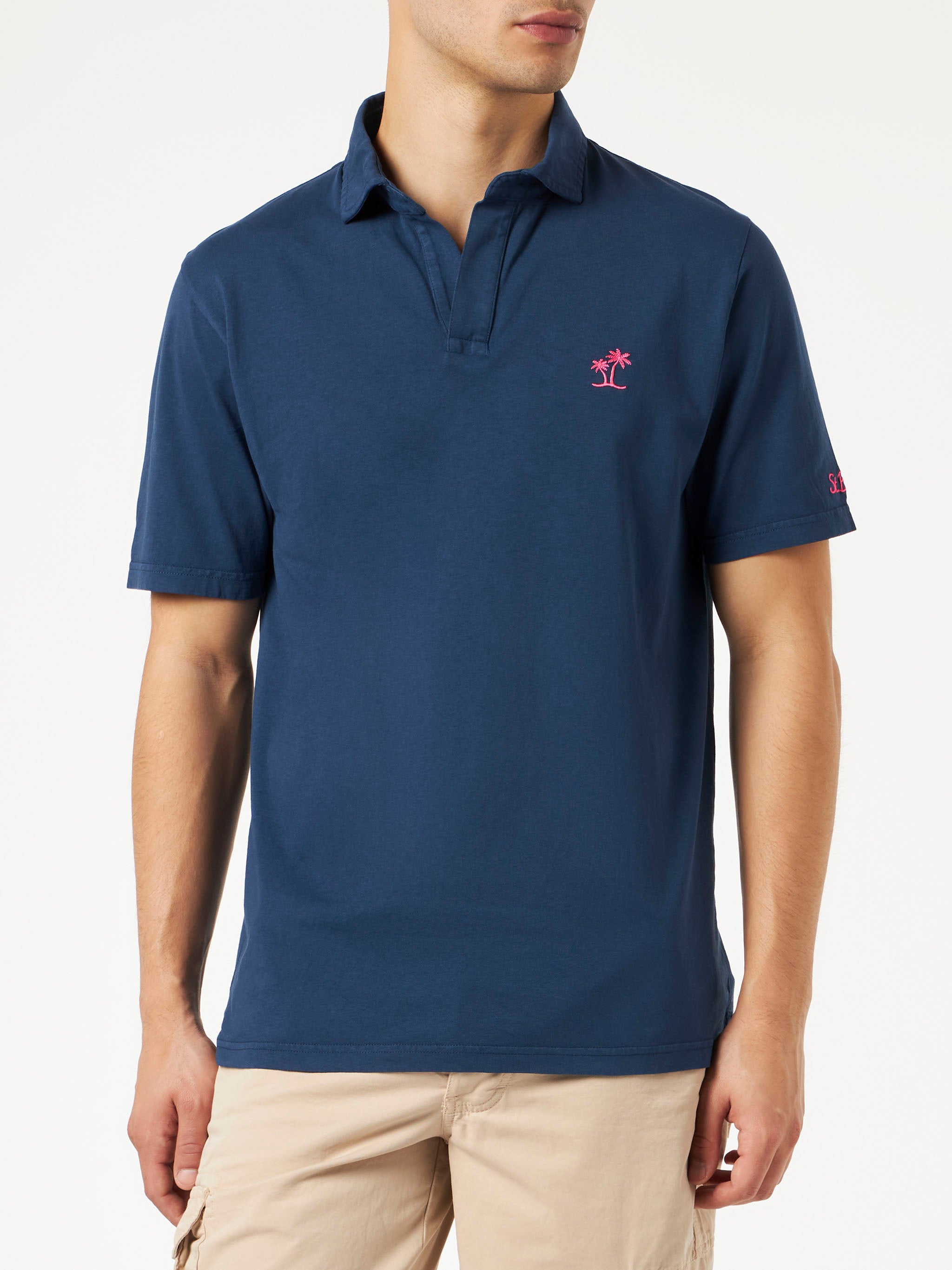 mc2-saint-barth-polo-uomo-in-jersey-di-cotone-blu-navy-regular-fit image 1
