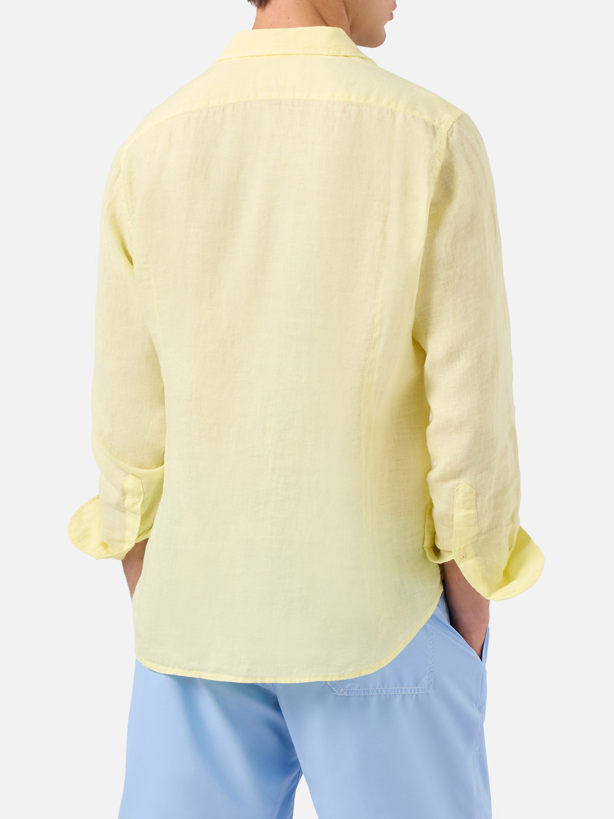 mc2-saint-barth-pamplona-camicia-uomo-giallo-chiaro-puro-lino-maniche-lunghe image 3