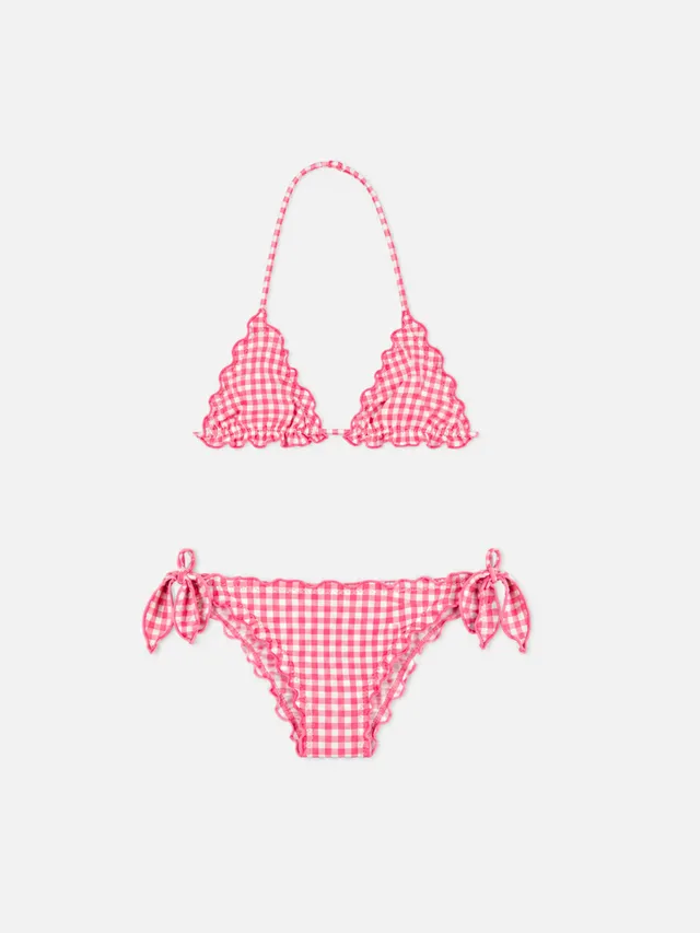 mc2-saint-barth-cris-bikini-bambina-triangolo-vichy-rosa image 1