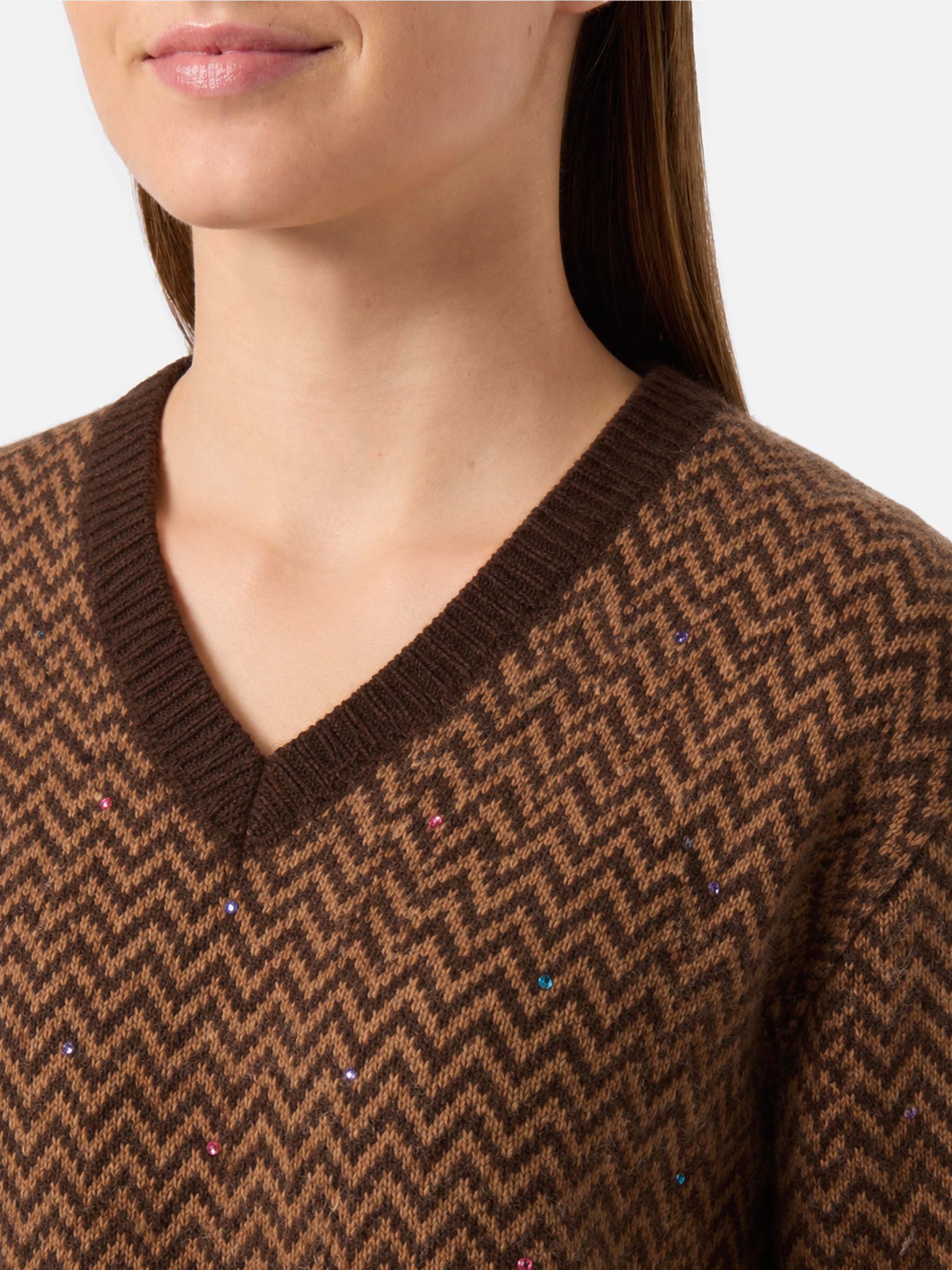 mc2-saint-barth-maglione-annecy-soft-rombi-scollo-v-multicolor-donna image 2