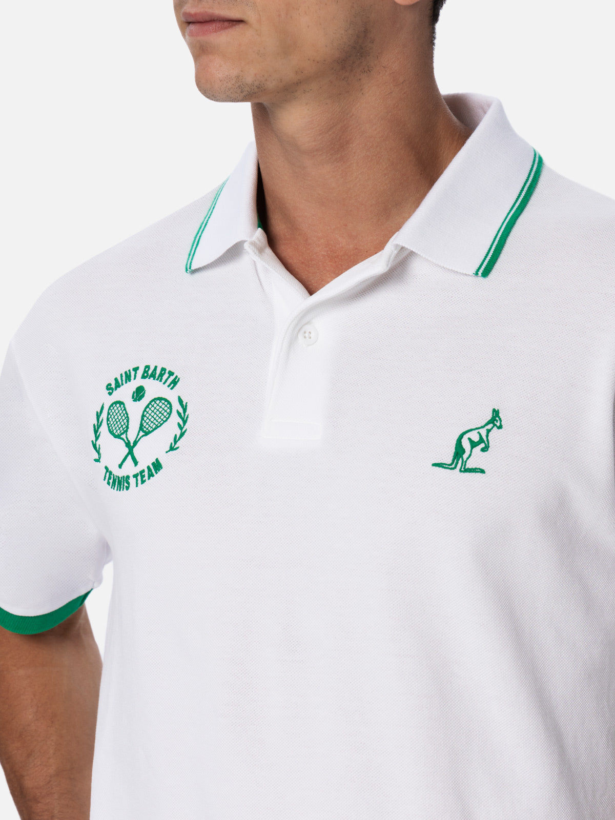 mc2-saint-barth-beverly-hills-polo-uomo-bianca-cotone-piquet-special-edition image 2