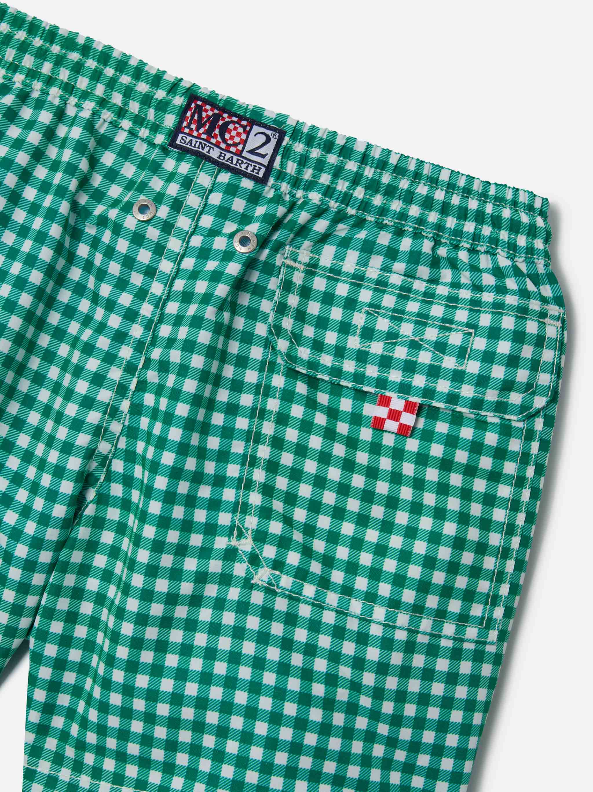 mc2-saint-barth-costume-da-bagno-bambino-stampa-vichy-verde-bianco-con-bordino-a image 3