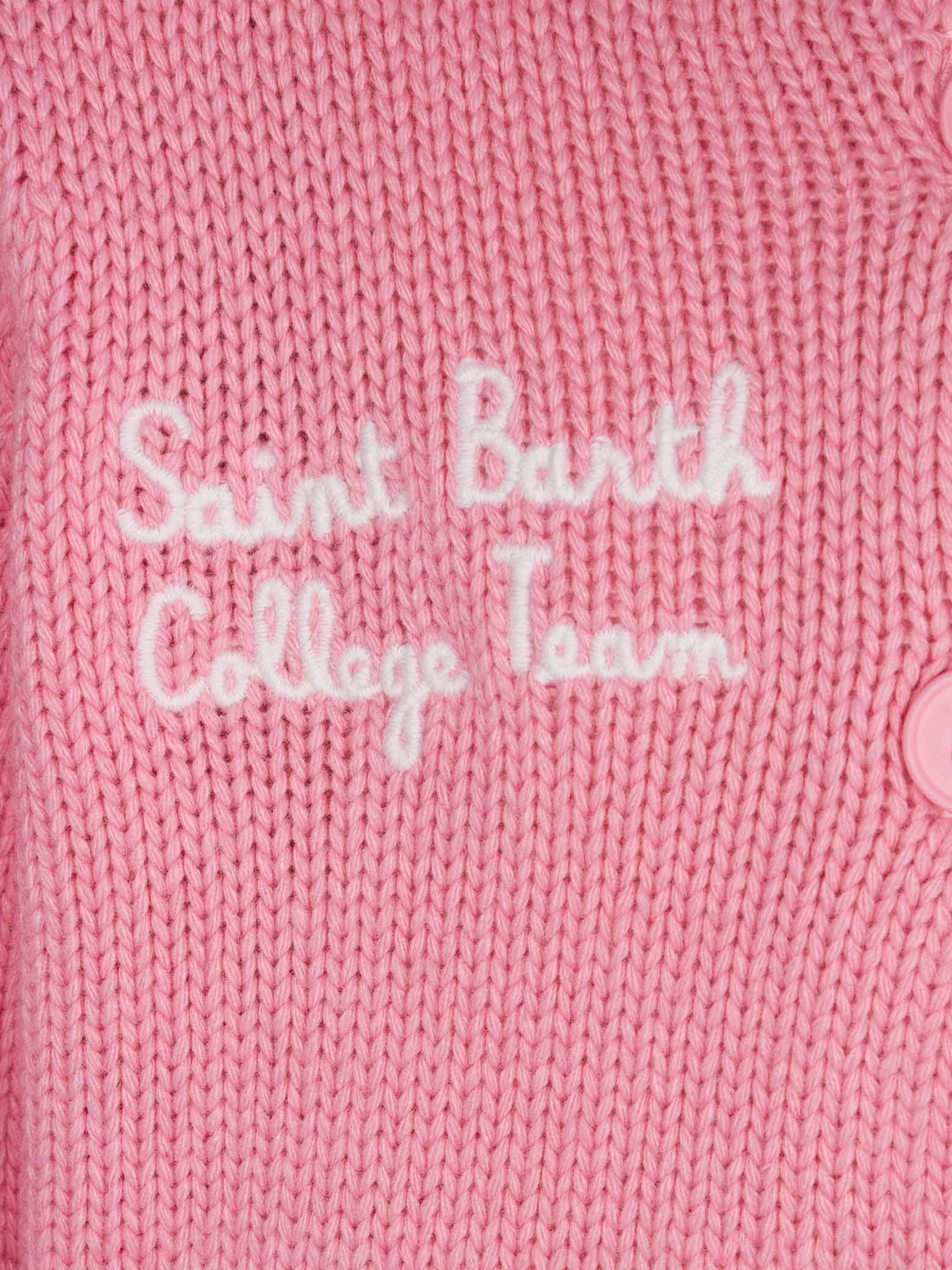 mc2-saint-barth-cardigan-college-bambina-rosa-con-ricamo image 3