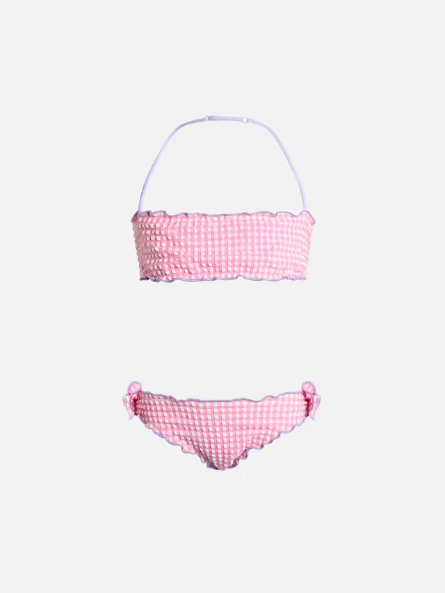 mc2-saint-barth-bikini-classico-a-fascia-emy-bambina-in-seersucker-quadretti-ros image 1