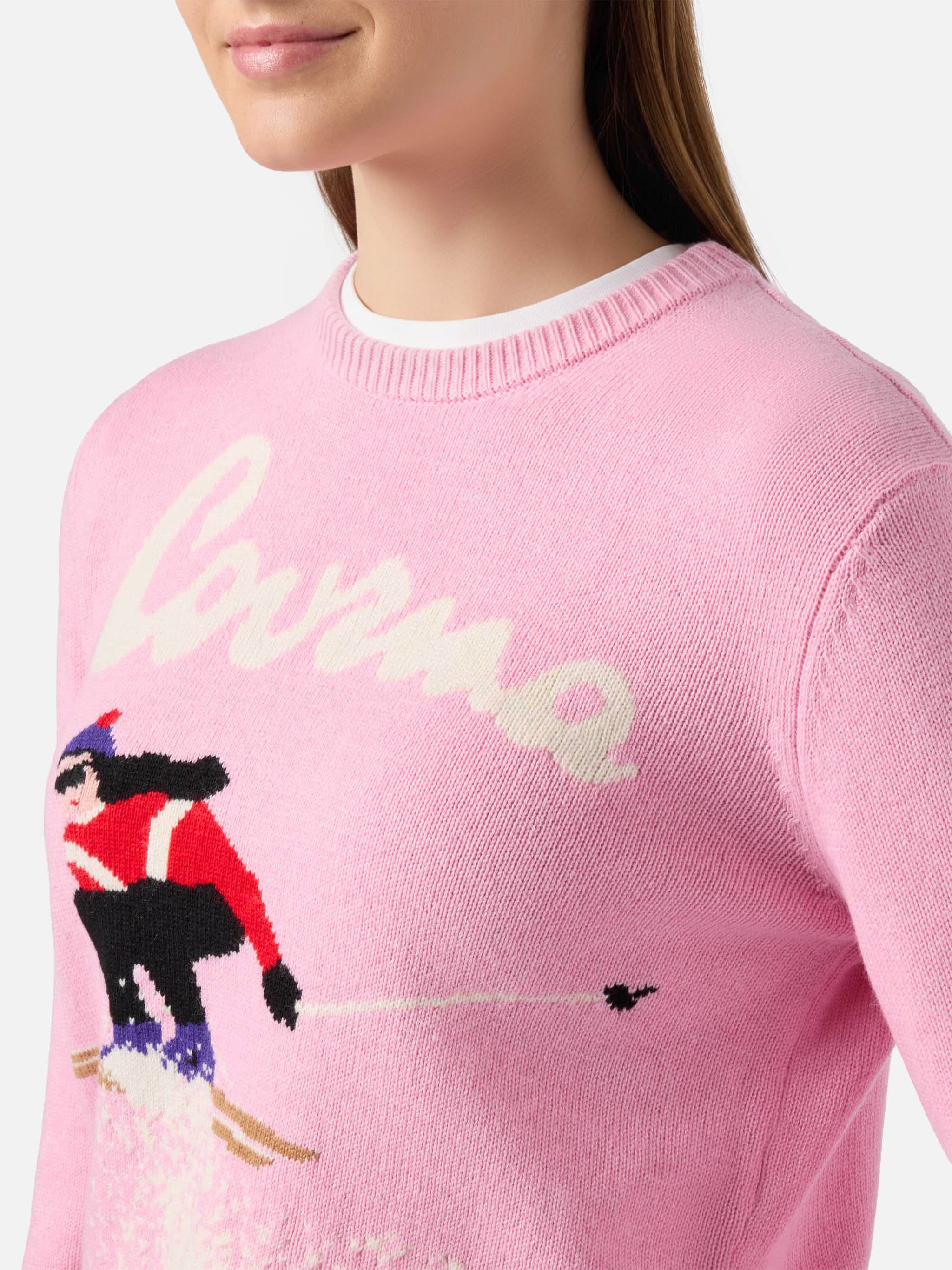mc2-saint-barth-new-queen-maglione-donna-misto-cashmere-rosa-jacquard-courma image 2