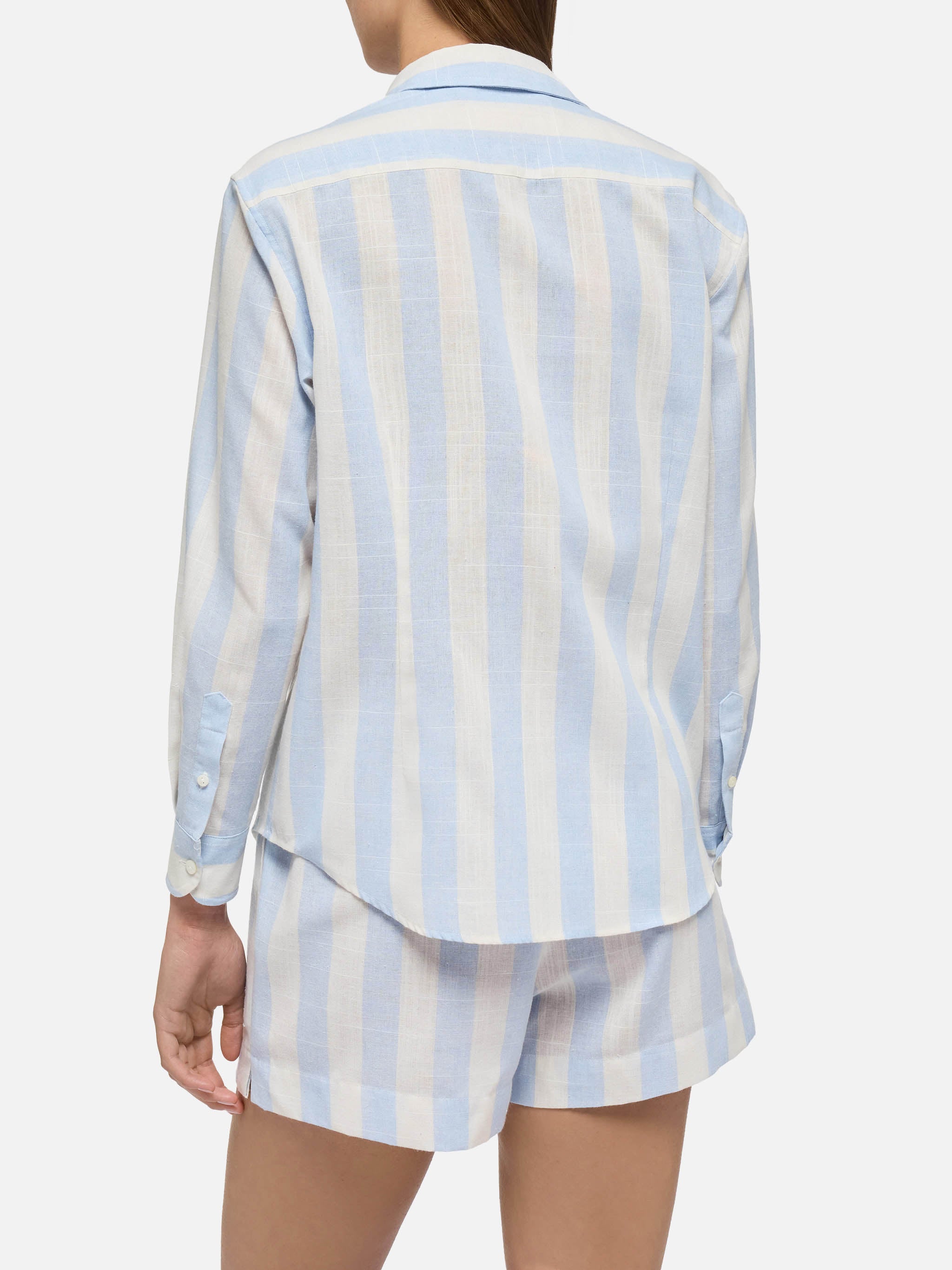 mc2-saint-barth-meredith-camicia-classica-cotone-rigata-azzurra-donna image 3