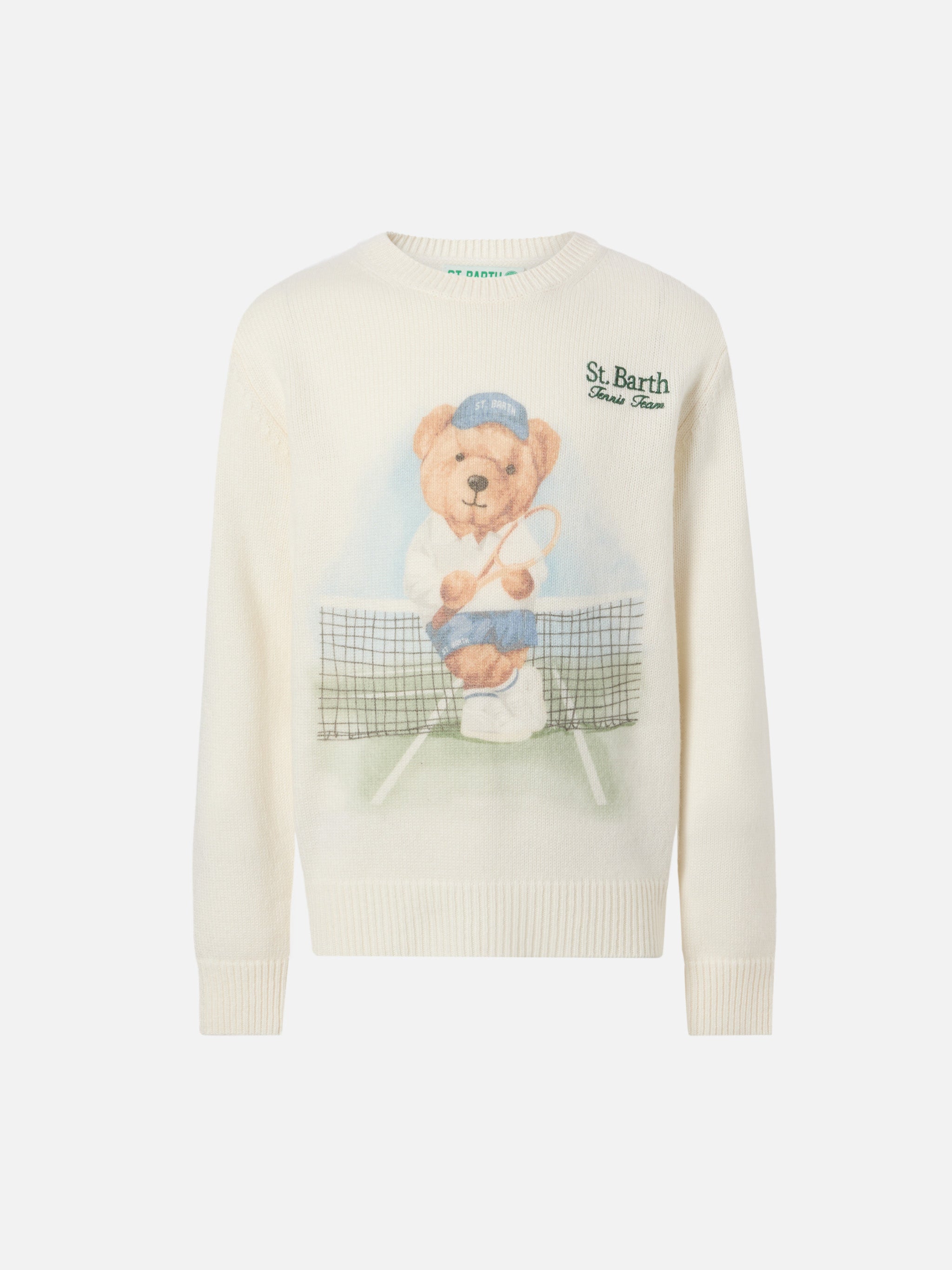 mc2-saint-barth-maglione-douglas-ragazzo-in-misto-cashmere-beige-con-stampa-orse image 1