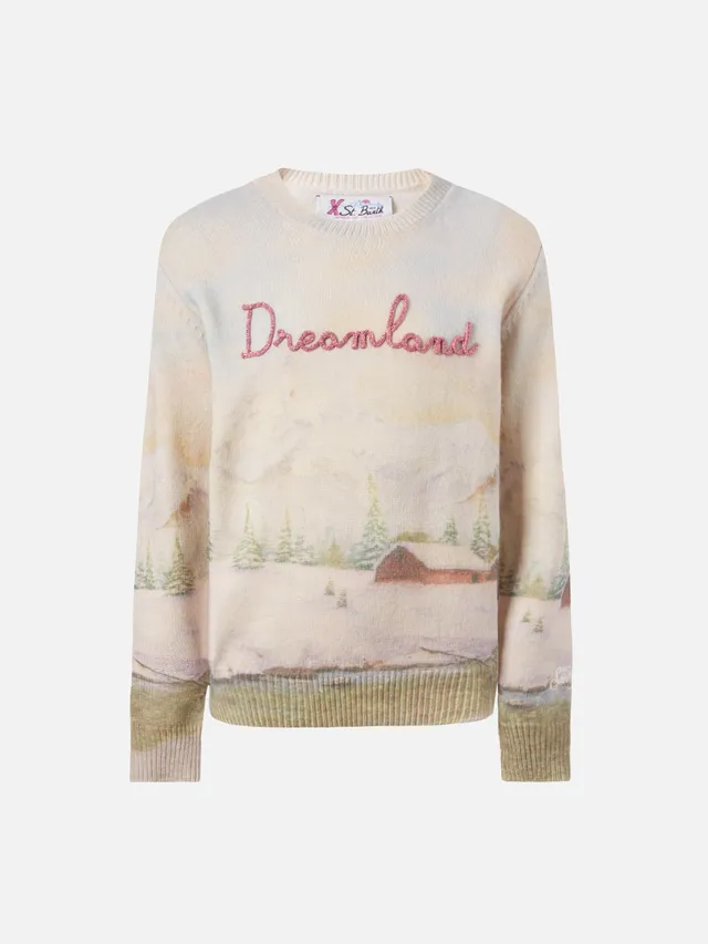mc2-saint-barth-girocollo-princess-bianco-con-stampa-montagna-e-ricamo-dreamland image 1