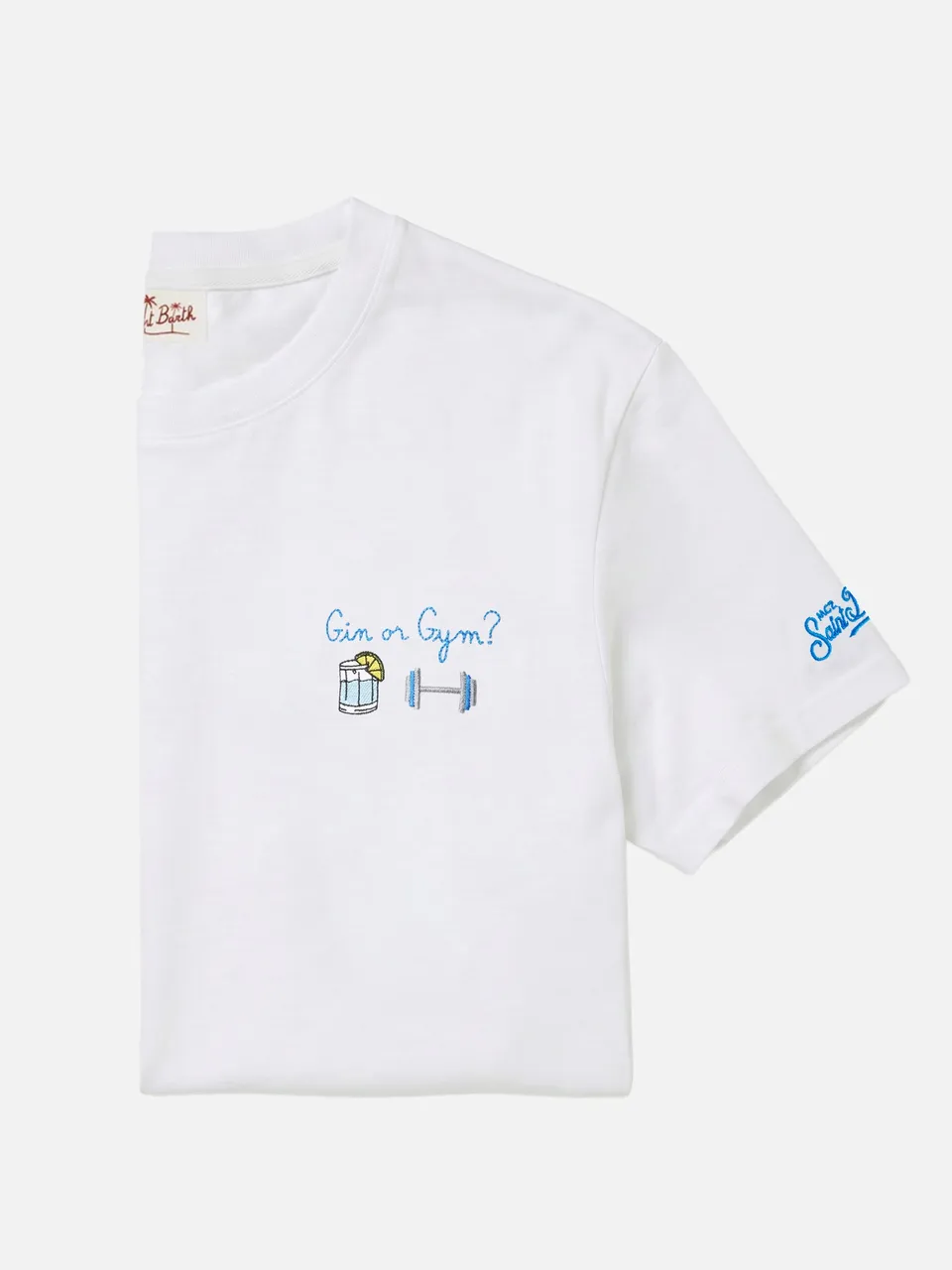 mc2-saint-barth-portofino-t-shirt-bianca-con-ricamo-gin-or-gym image 1