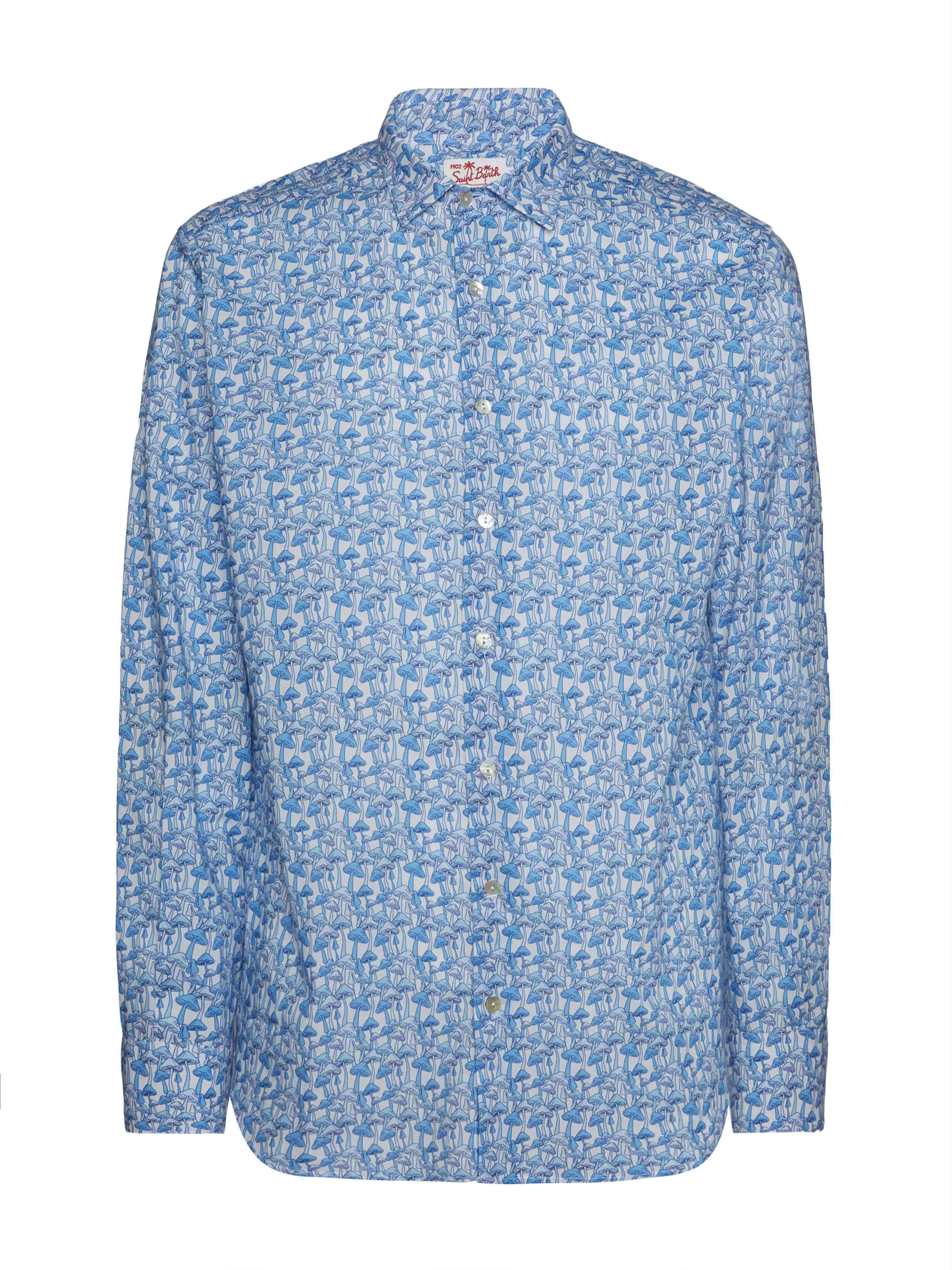 mc2-saint-barth-sikelia-camicia-cotone-mussola-stampa-funghi-azzurro-chiaro image 4