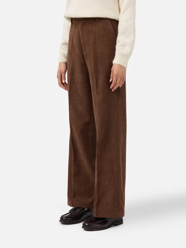 mc2-saint-barth-pantaloni-a-gamba-ampia-rebella-in-corduroy-marrone-donna image 1