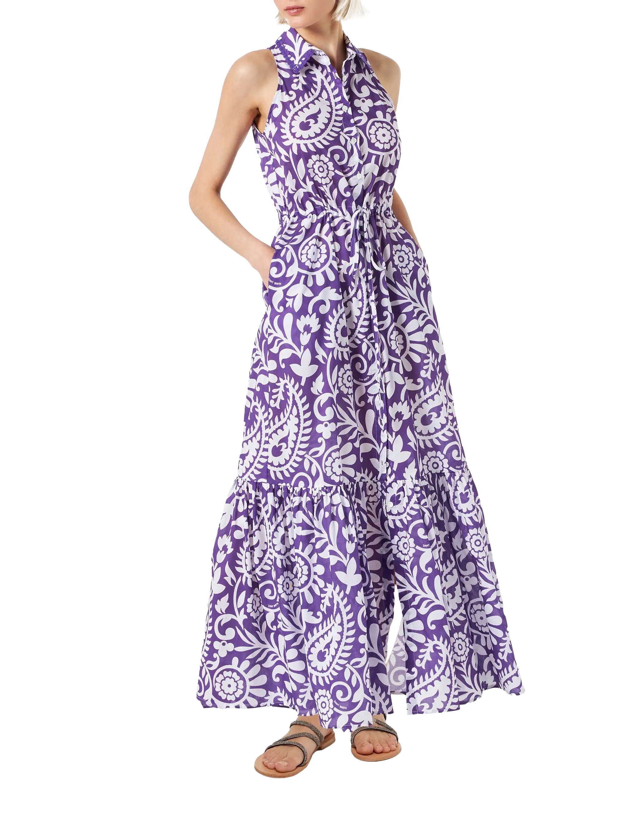 mc2-saint-barth-ida-abito-lungo-donna-in-cotone-viola-fantasia-paisley image 1