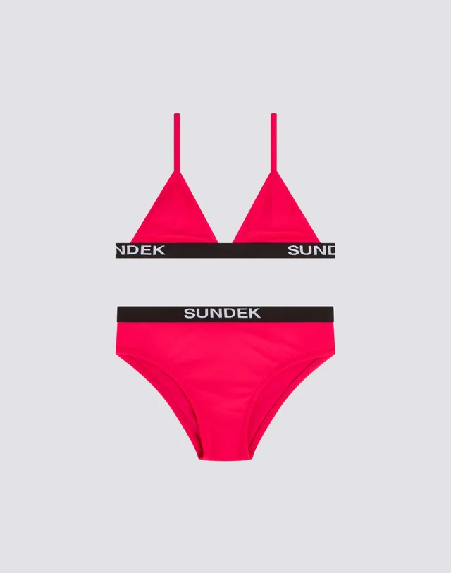 sundek-bambina-bikini-top-triangolo-slip-fisso-elastico-logo-tinta-unita image 1