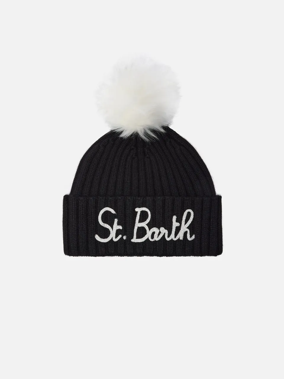 mc2-saint-barth-berretto-wengen-nero-pompon-berretto-misto-cashmere image 1