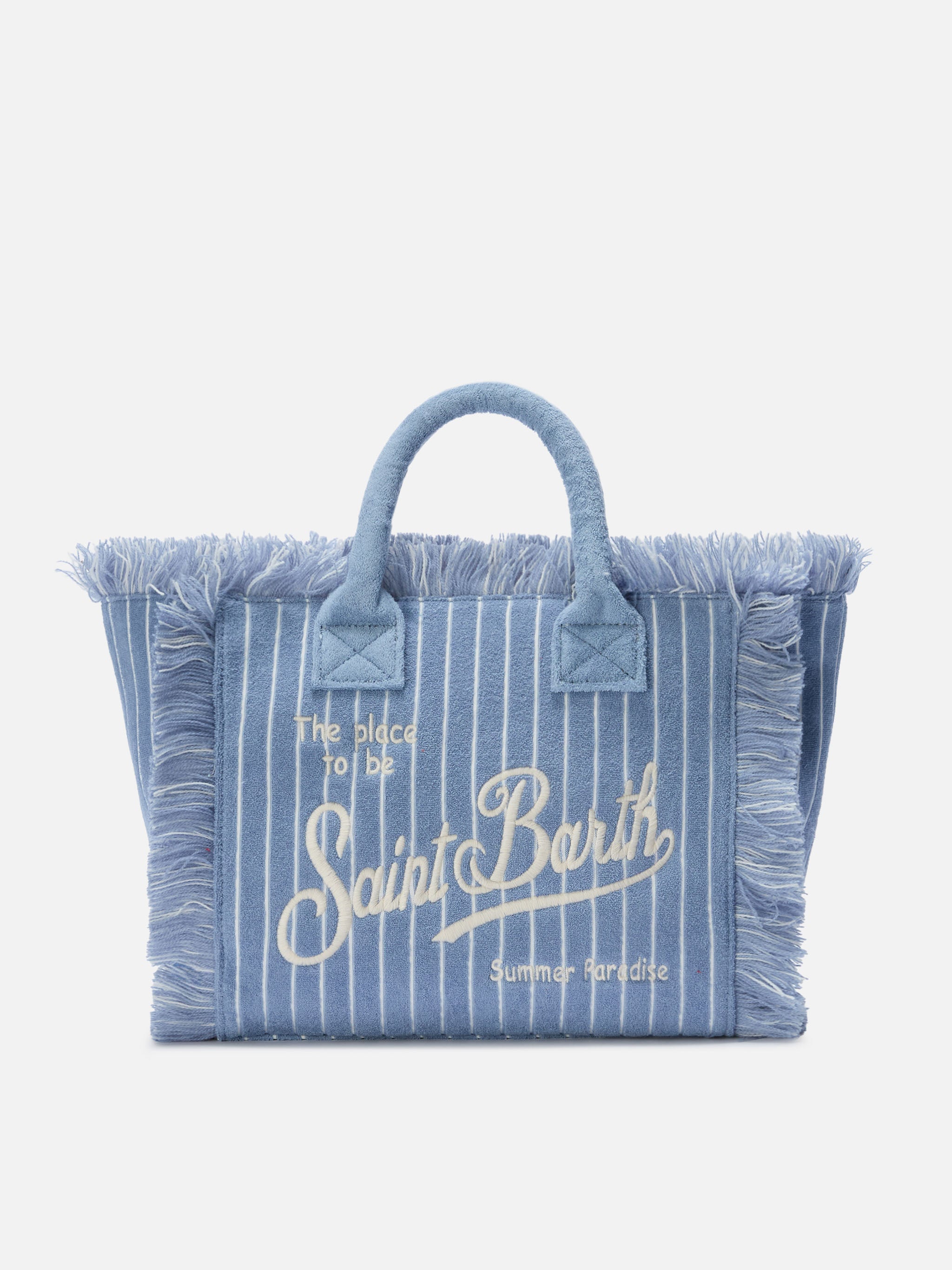mc2-saint-barth-colette-borsa-in-tessuto-effetto-spugna-a-righe-rosa image 1