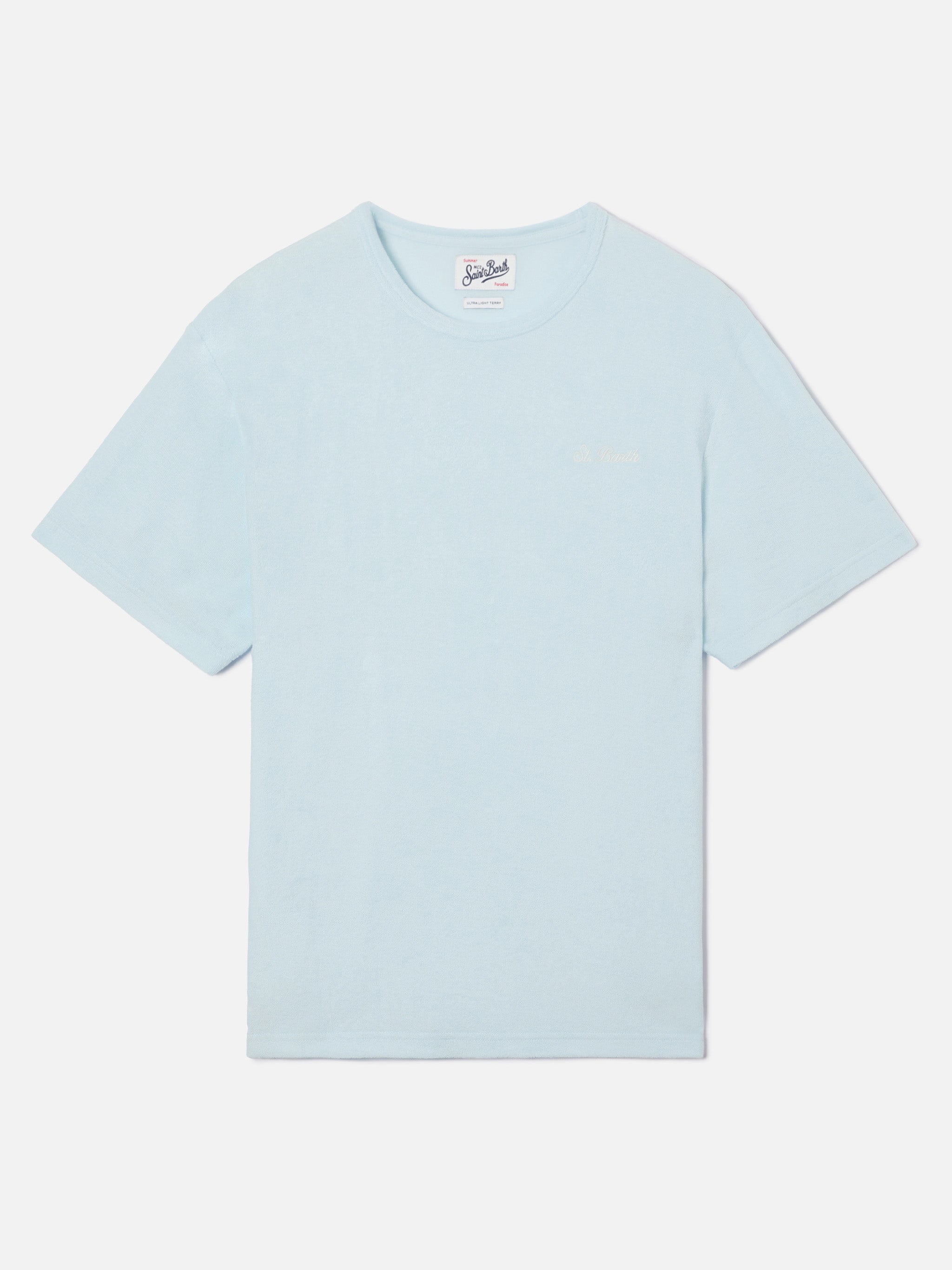 mc2-saint-barth-gary-t-shirt-uomo-azzurra-effetto-spugna-con-ricamo-logo image 1